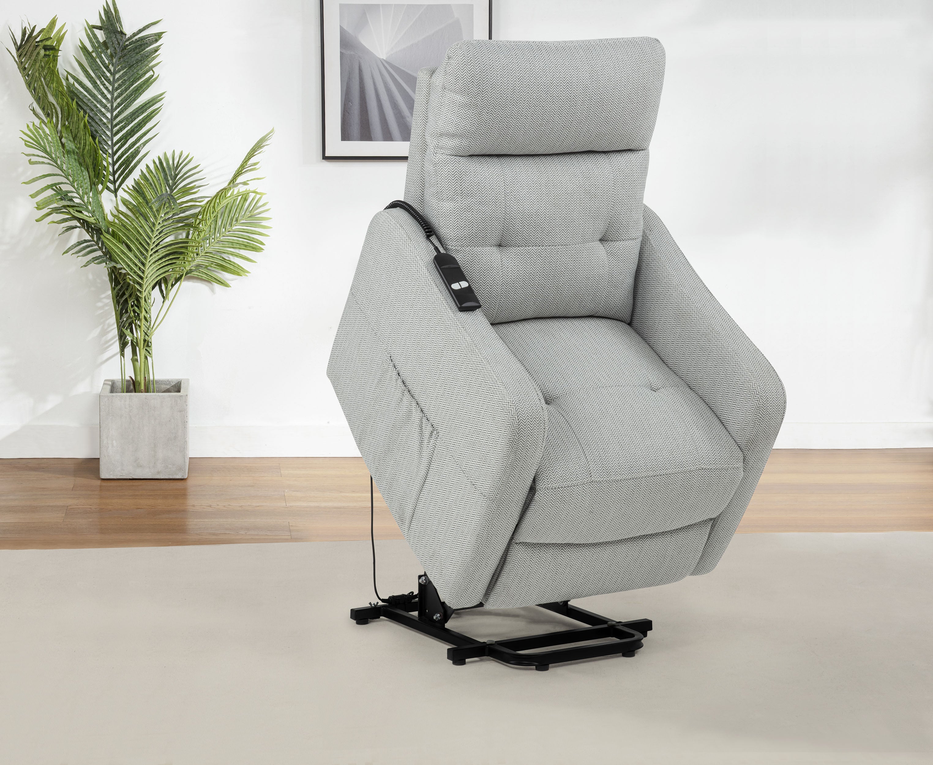 Dayes Upholstered Power Lift Recliner Chair Light Grey