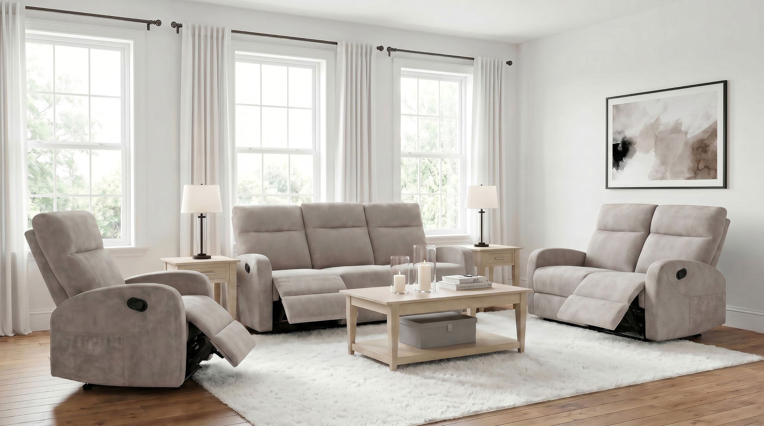 Hamilton Chenille Manual Recliner Sand