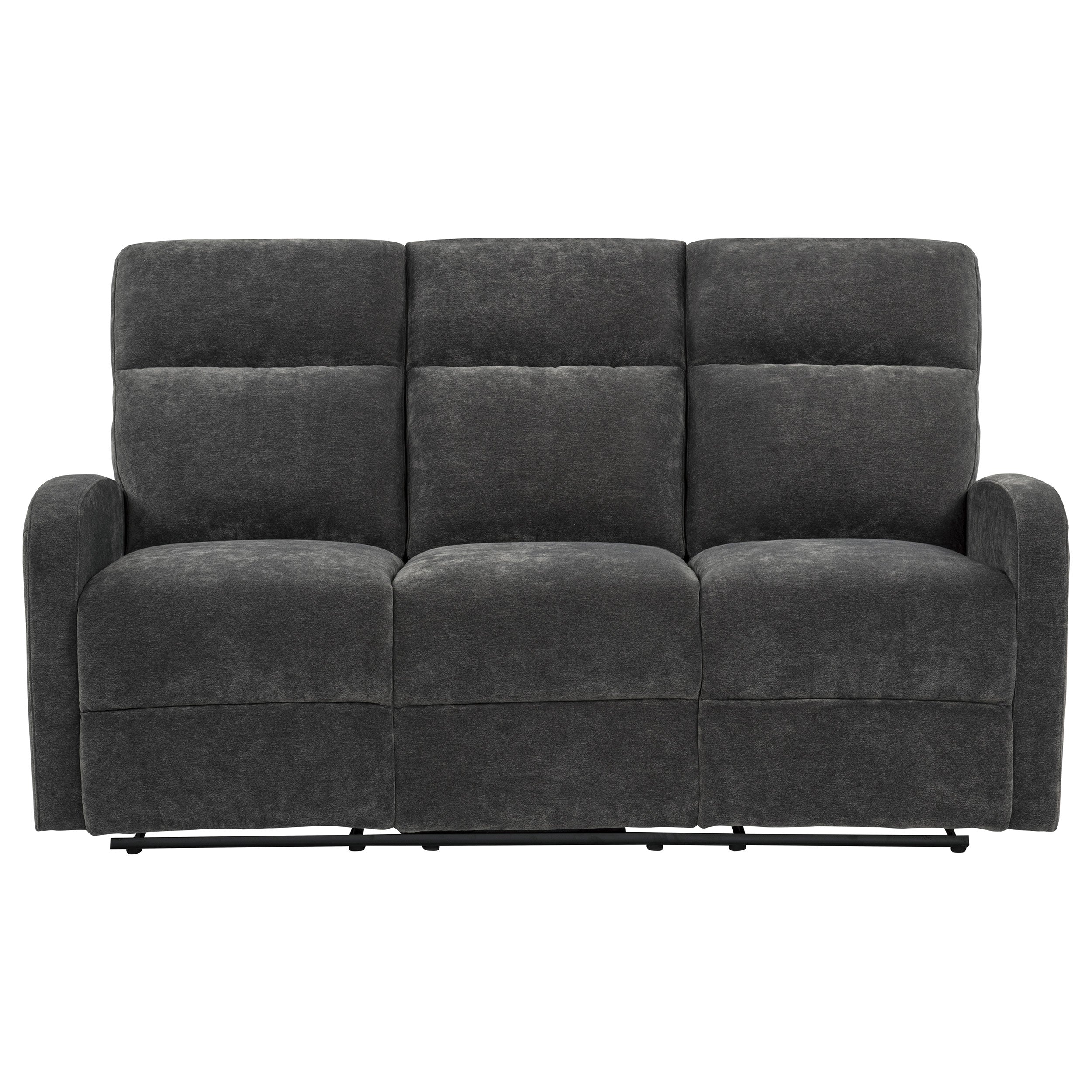 Hamilton Chenille Manual Reclining Sofa Charcoal Grey