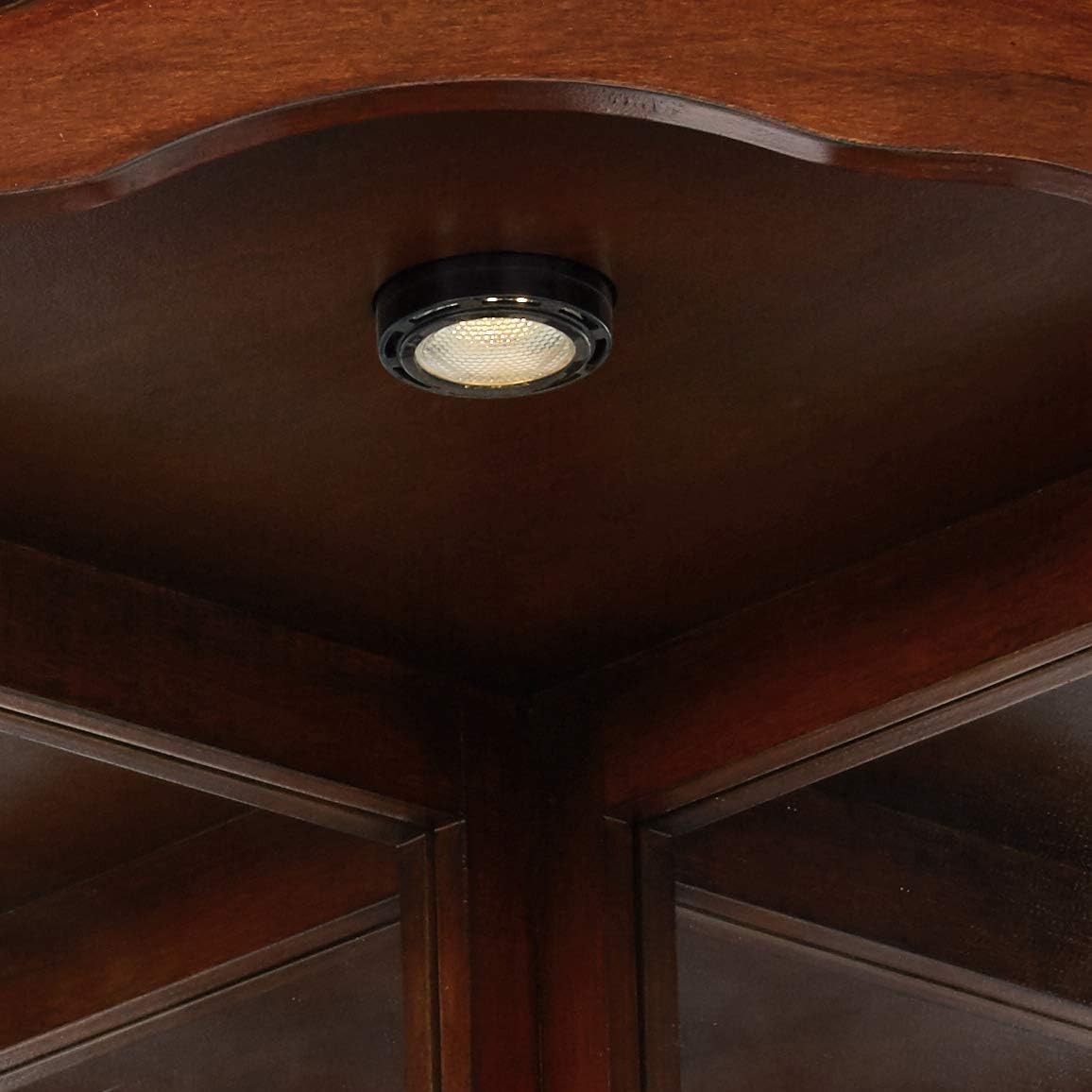 Traditional Lighted 5-Shelf Corner Curio Cabinet Medium Brown and Clear