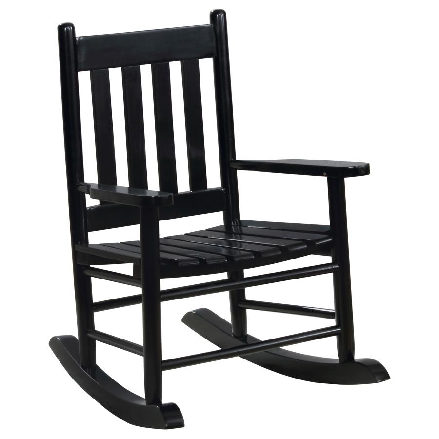 Annie Farmhouse Slat Back Youth Rocking Chair in Black
