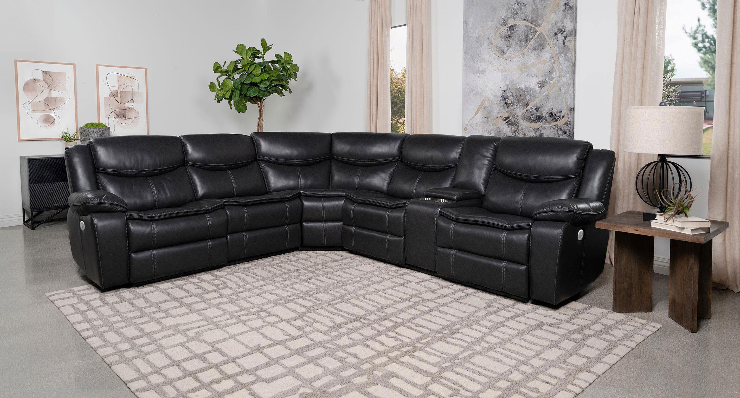 Sycamore Power Reclining Sectional Sofa - Dark Grey