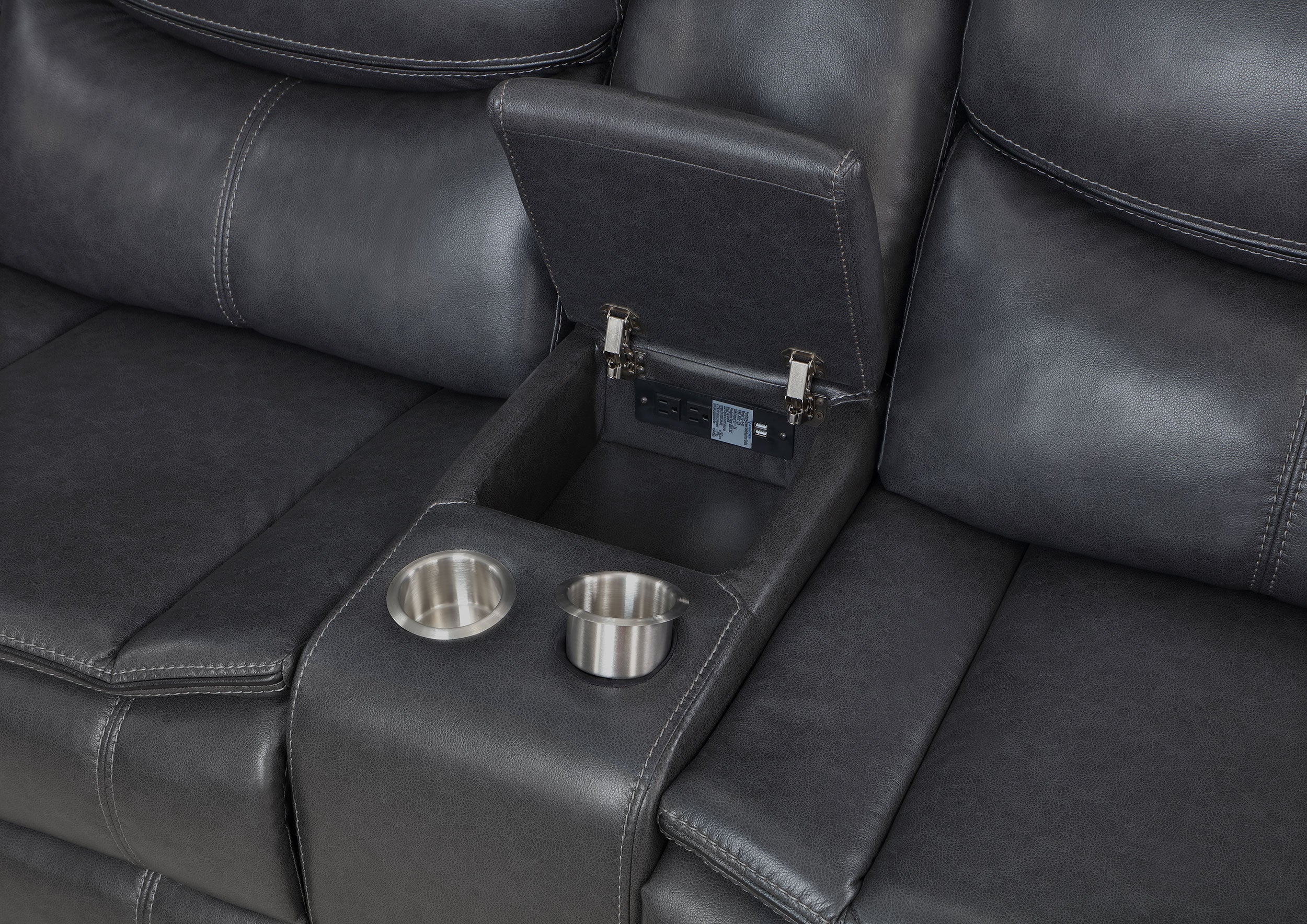 Sycamore Power Reclining Sectional Sofa - Dark Grey