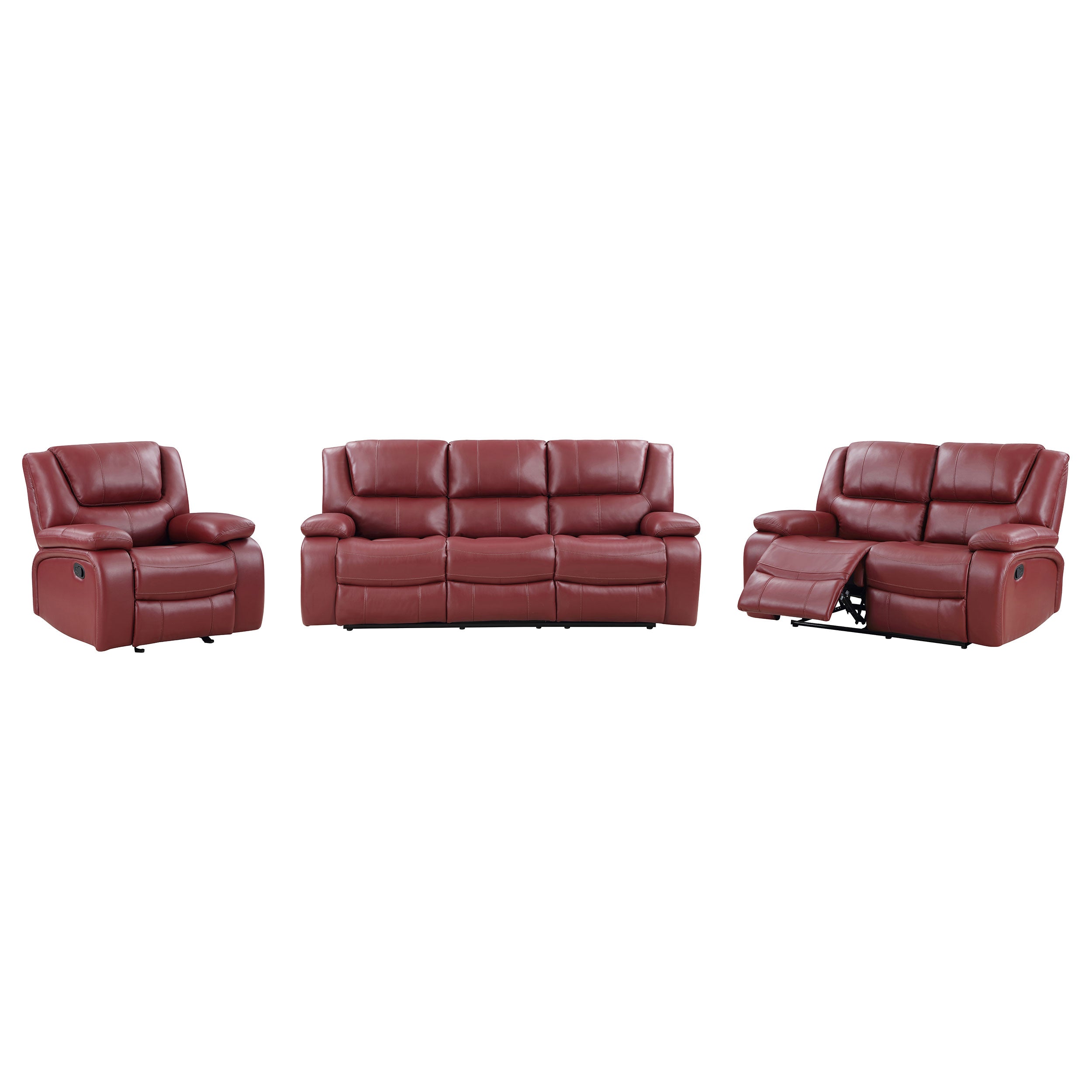 Camila Reclining Sofa Set - 3 Piece - Red
