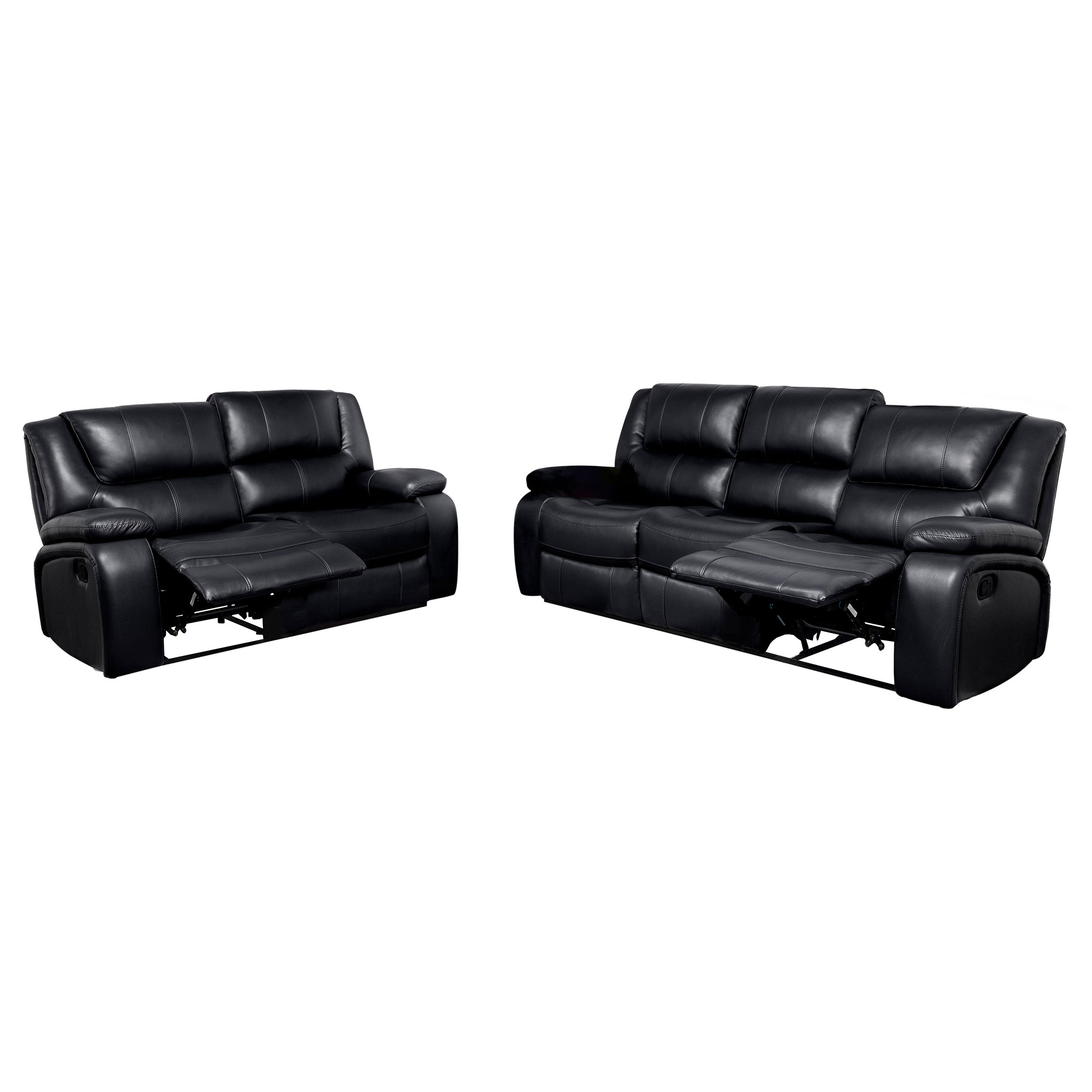 Camila Reclining Sofa Set - 2 Piece - Black