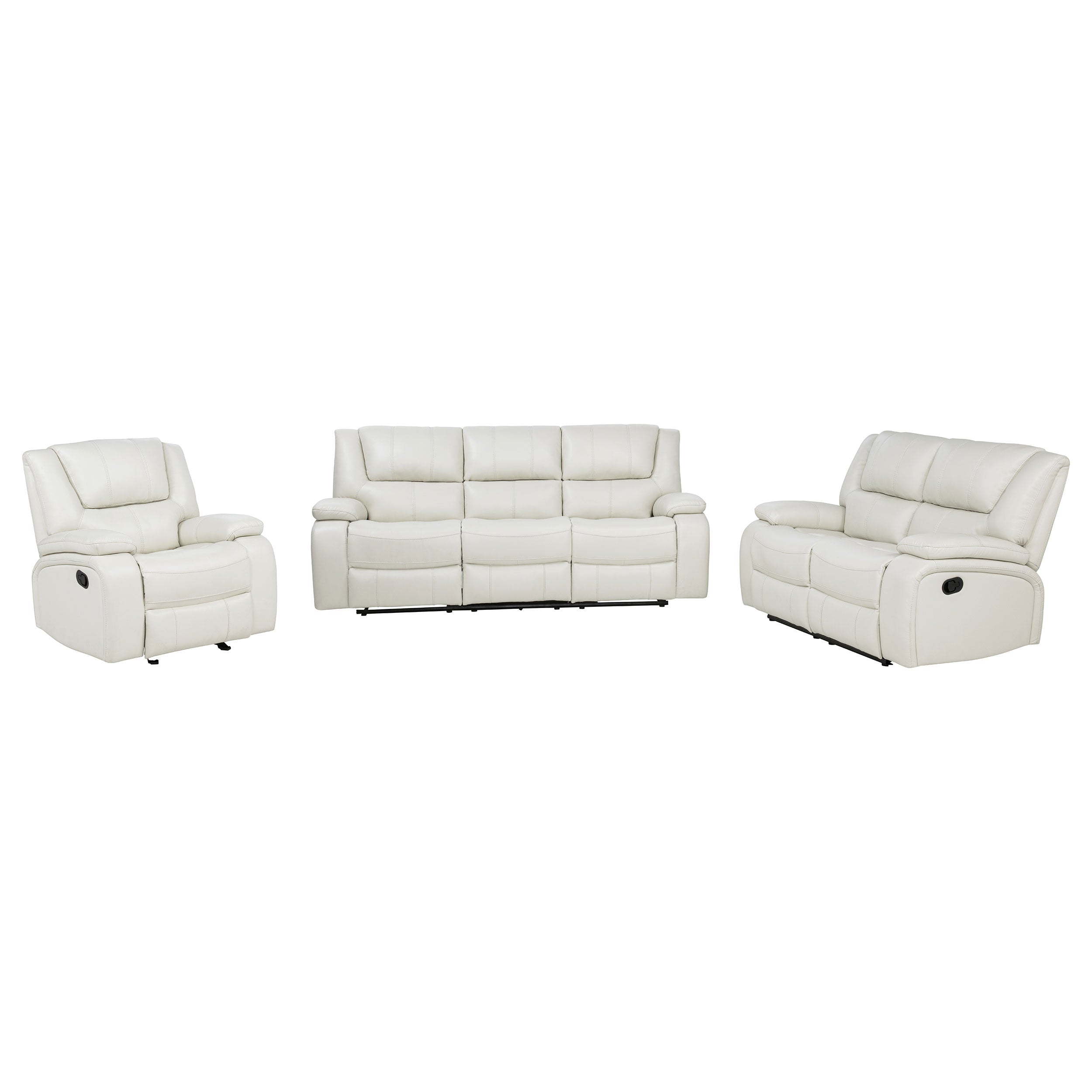 Camila 3-piece Upholstered Reclining Sofa Set White