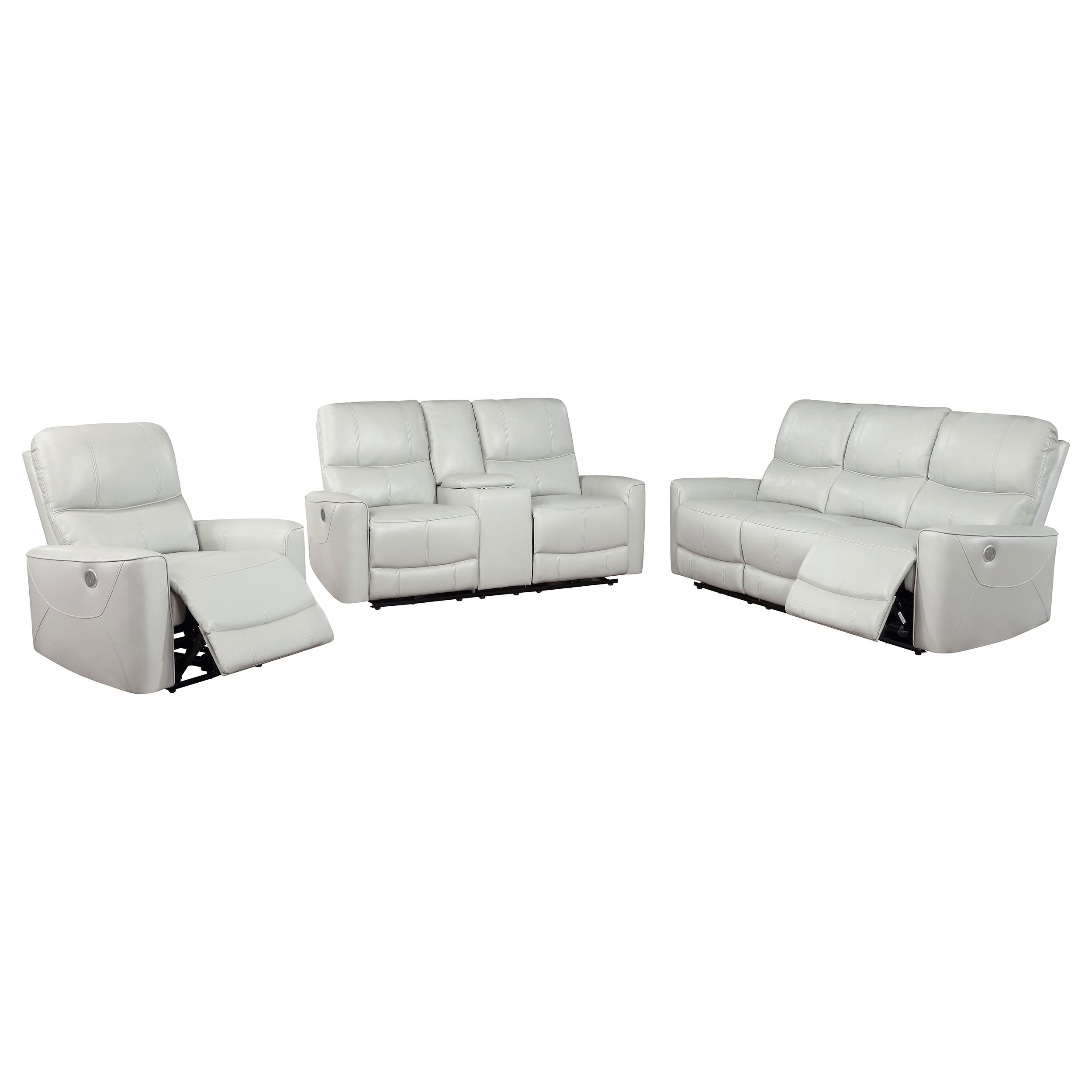 Greenfield Power Reclining Sofa Set - 3 Piece - Dove Grey