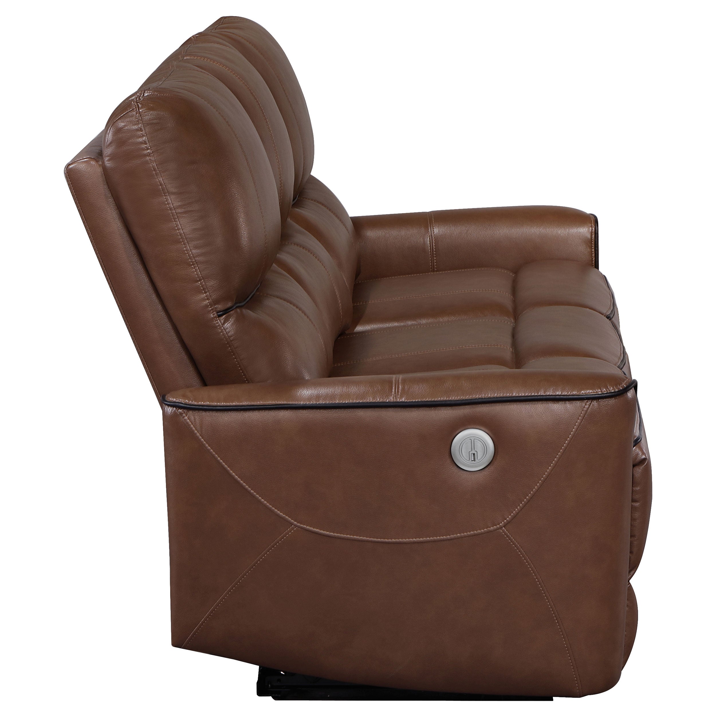 Greenfield Power Reclining Sofa - Saddle Brown
