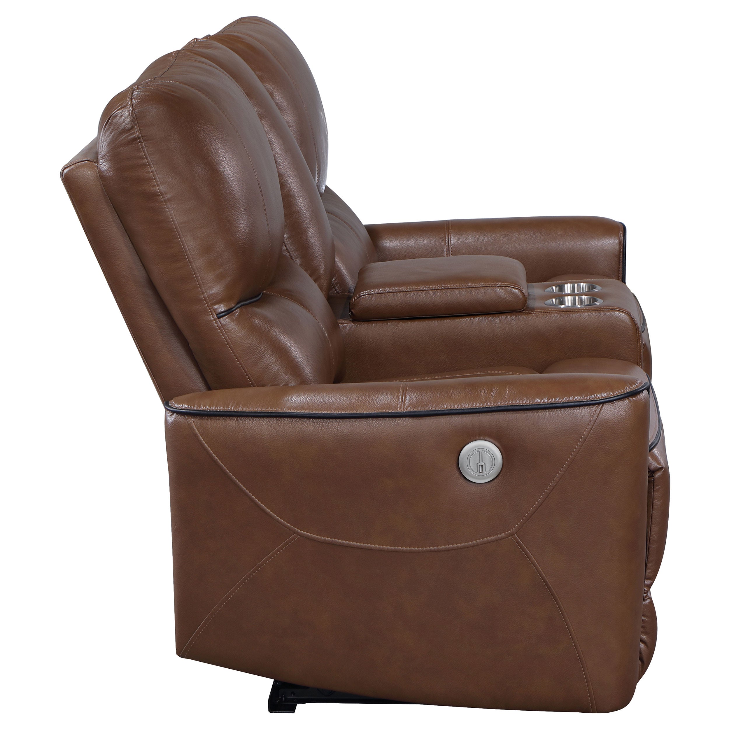 Greenfield Power Reclining Loveseat - Saddle Brown