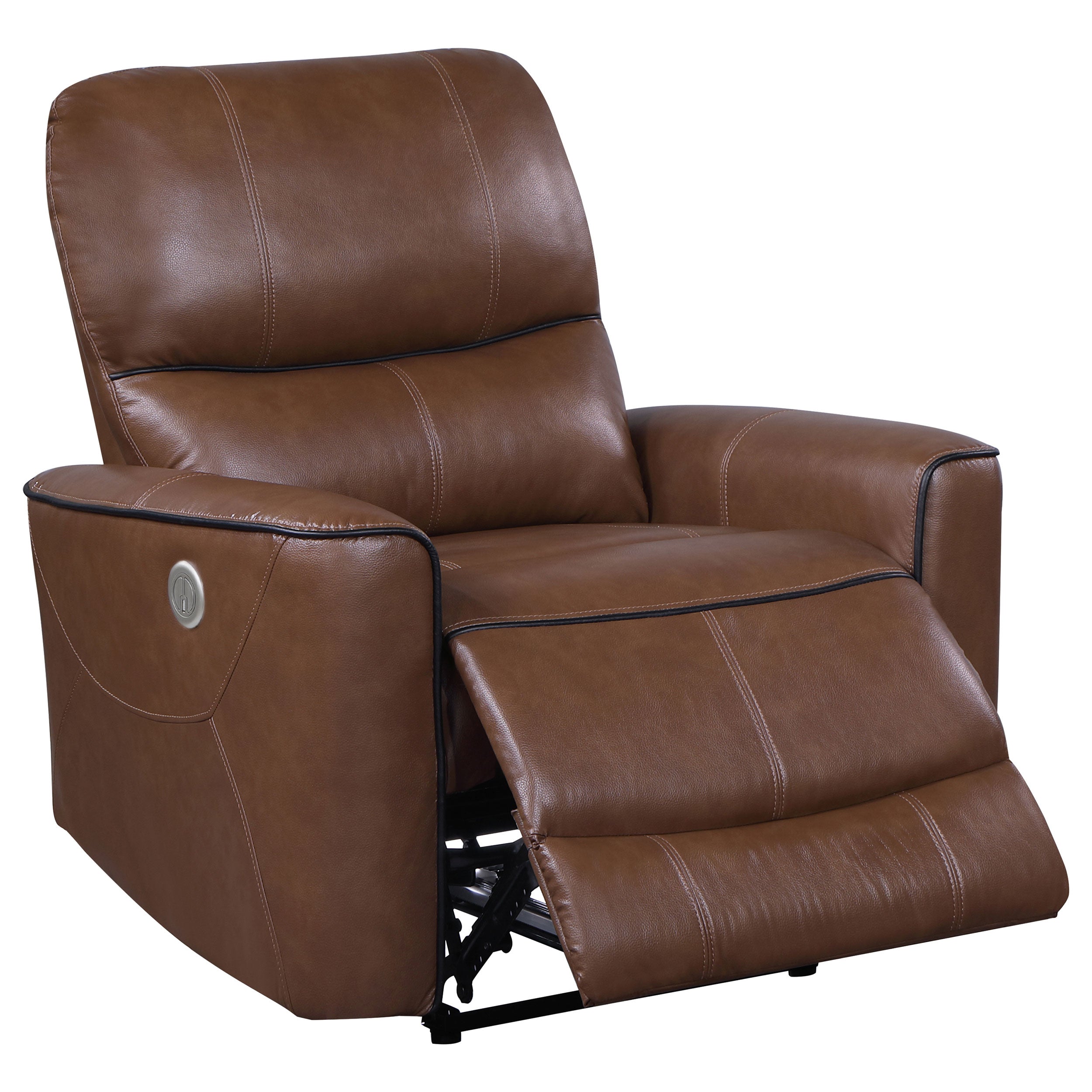Greenfield Power Recliner - Saddle Brown