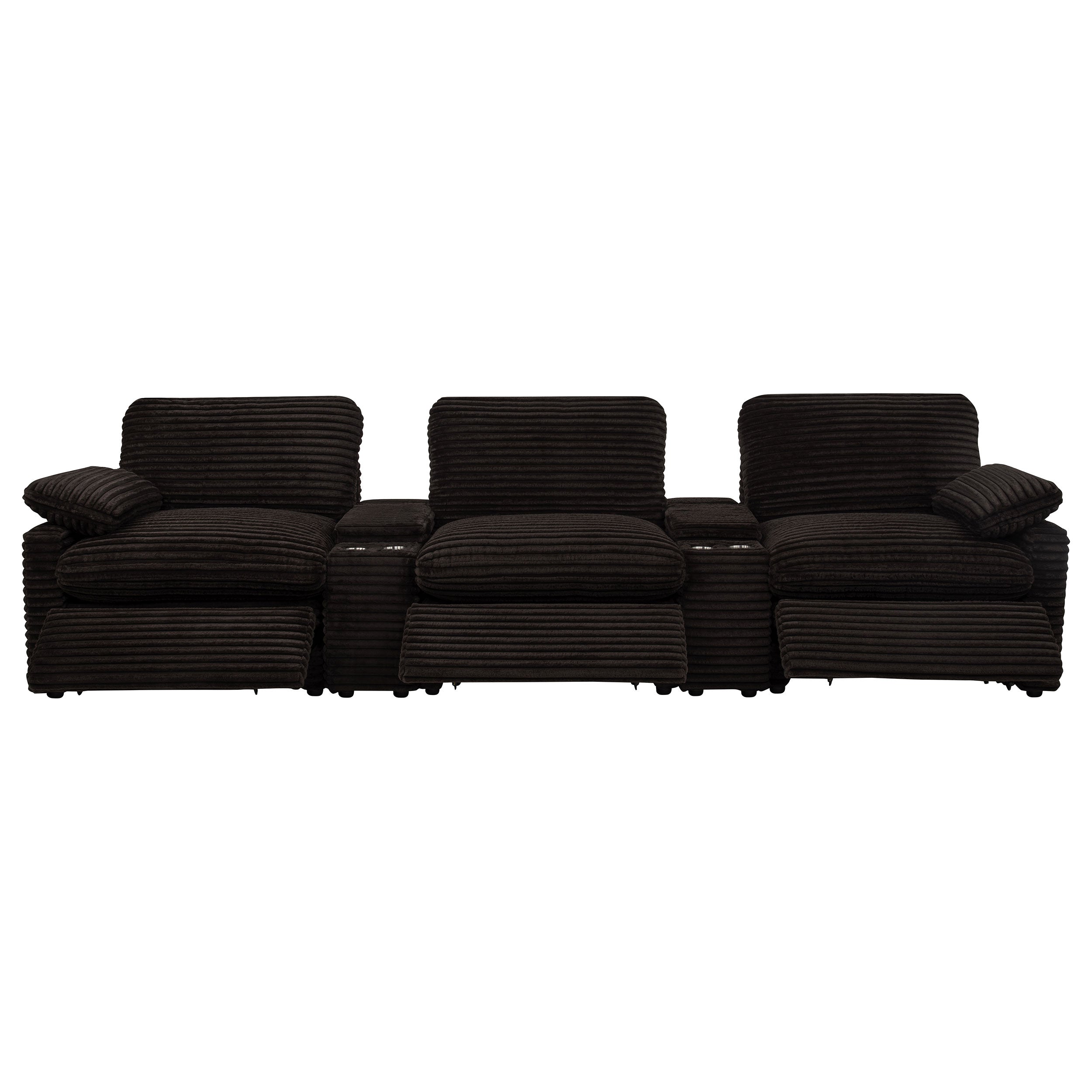 Collins 5-Piece Power Reclining Home Theater Seating Chocolate Brown