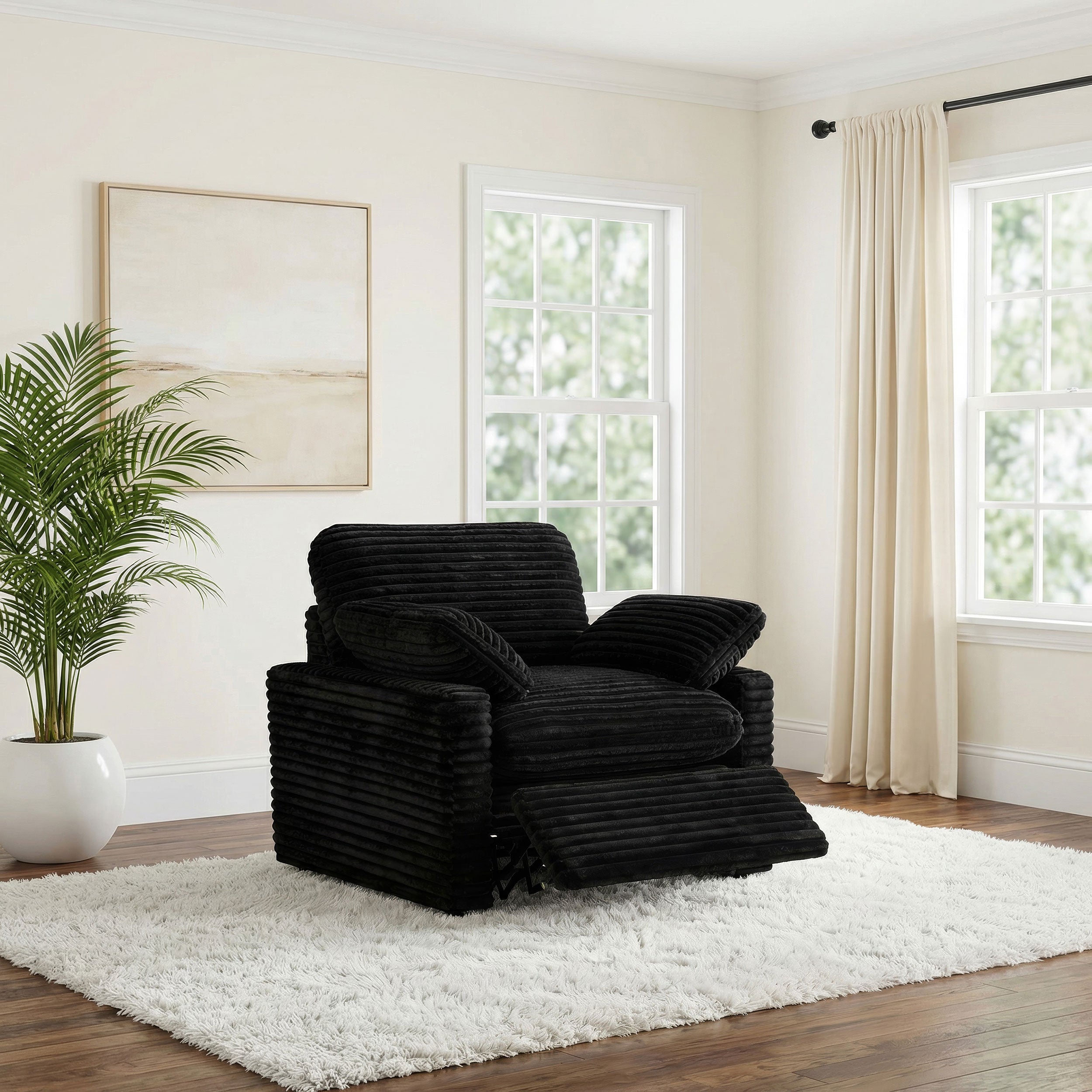 Collins Upholstered Power Recliner Chair Black