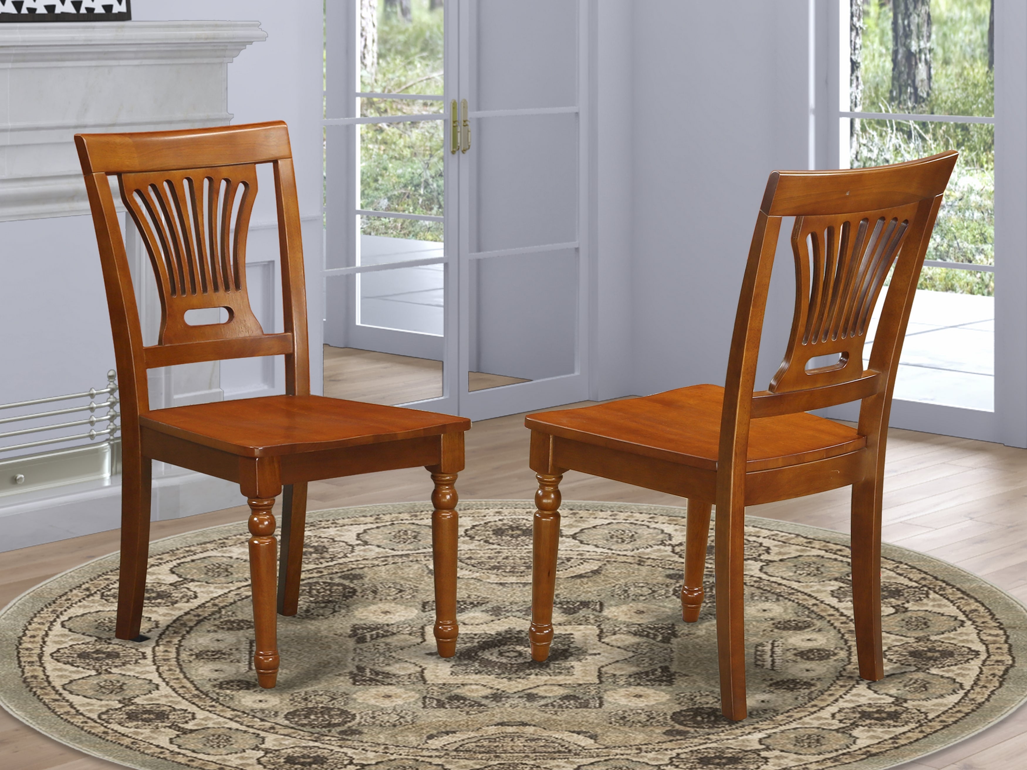 Plainville kitchen Dining Chair with Wood Seat - Saddle Brown Finish PVC-SBR-W