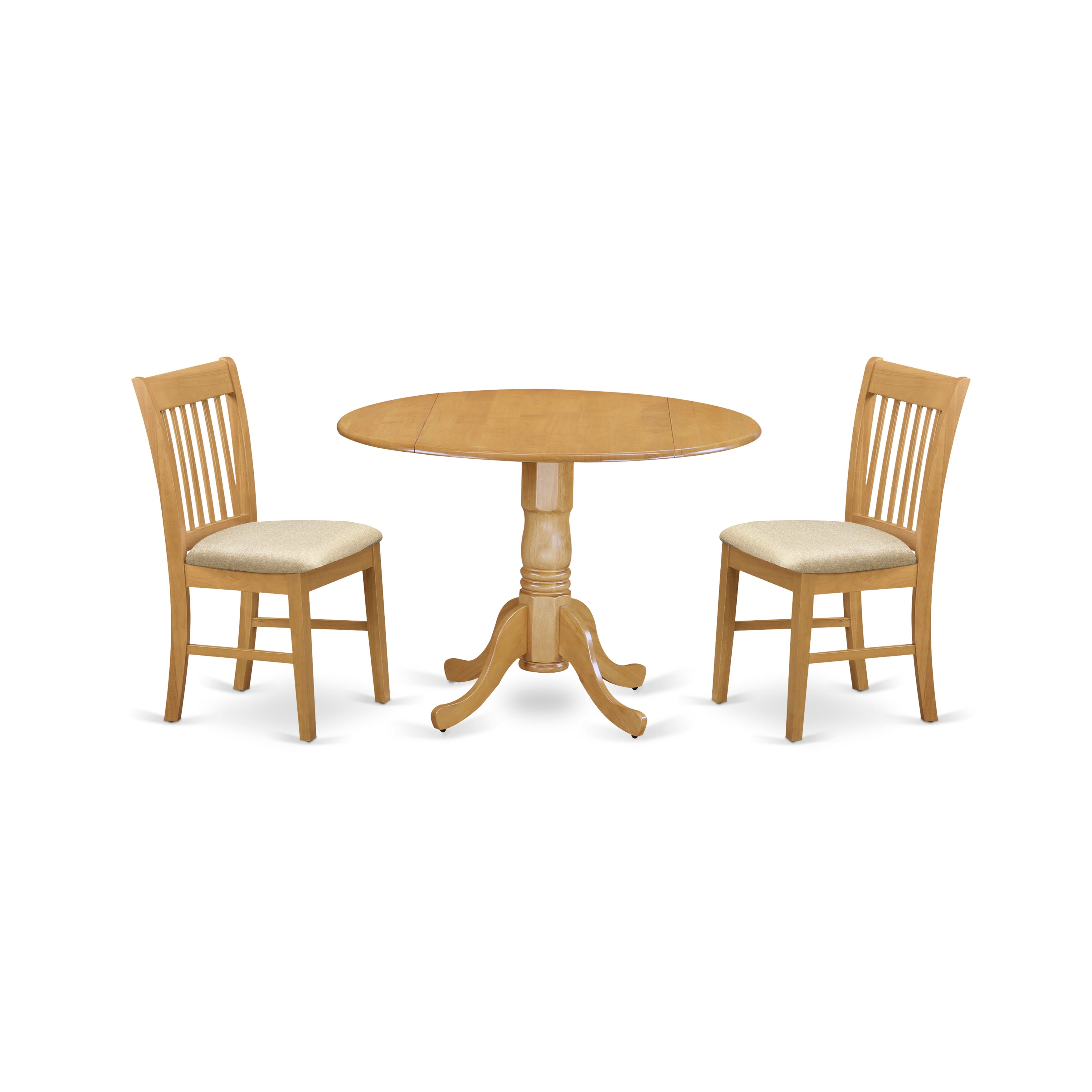 DLNO3-OAK-C 3 Pc Kitchen nook Dining set-small Table and 2 dinette Chairs