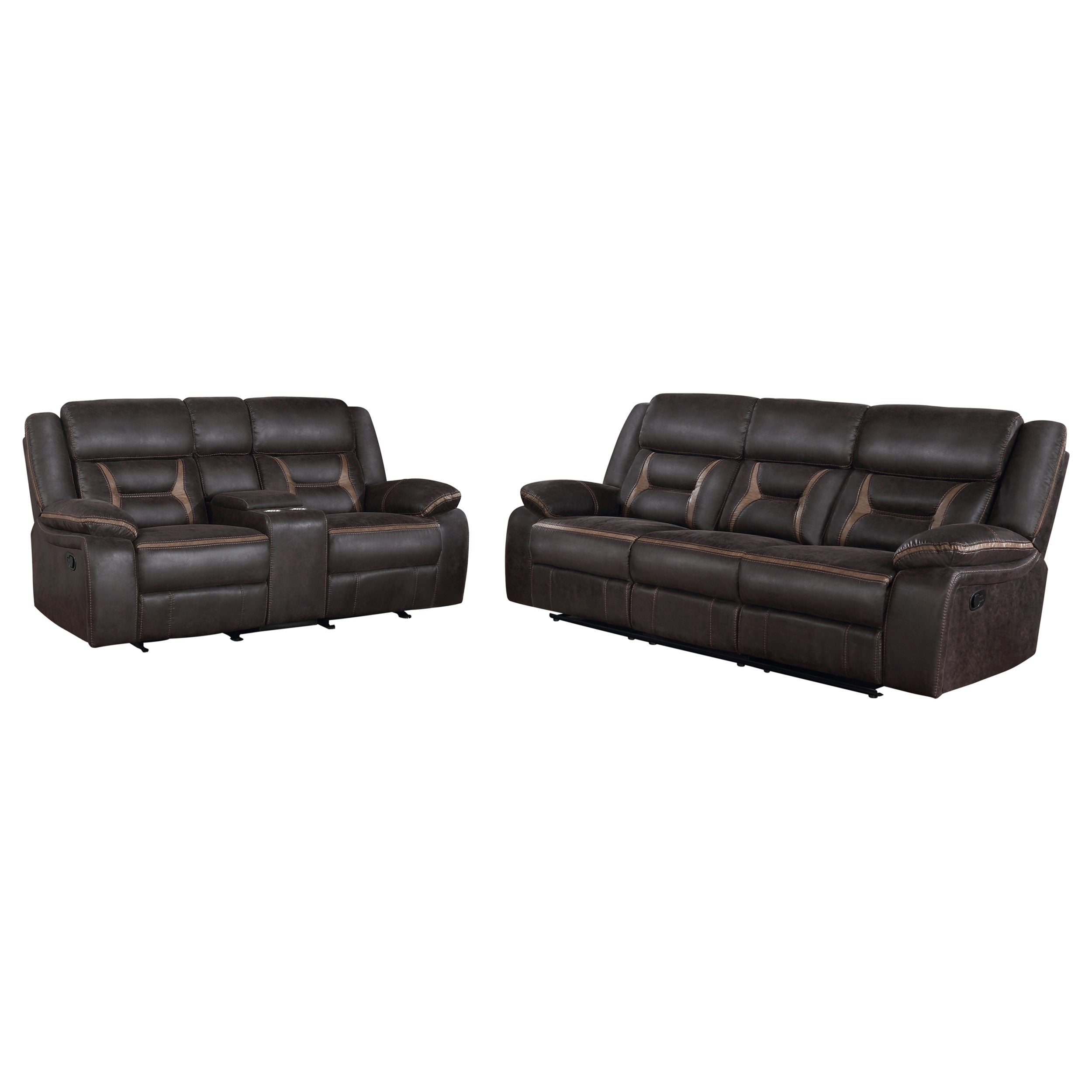 Greer Reclining Sofa Set - 2 Piece - Brown