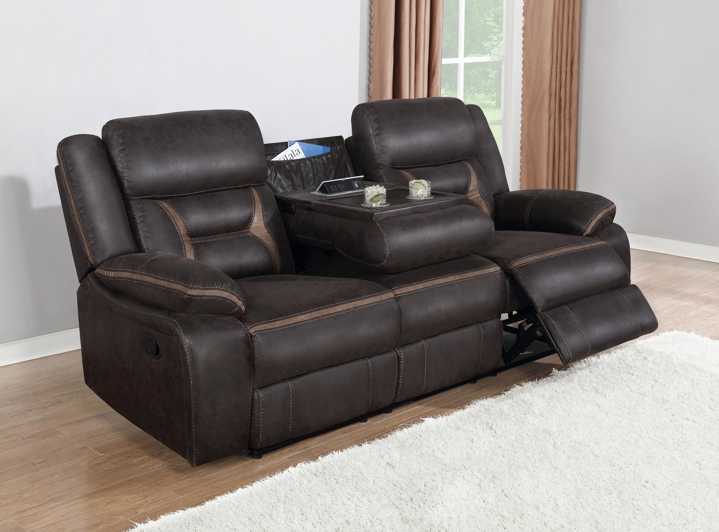 Greer Reclining Sofa Brown