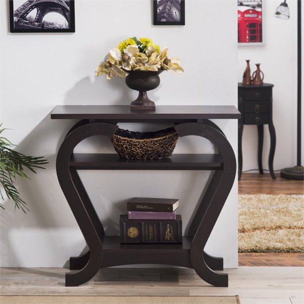 Maximo Modern Curved Console Table in Espresso