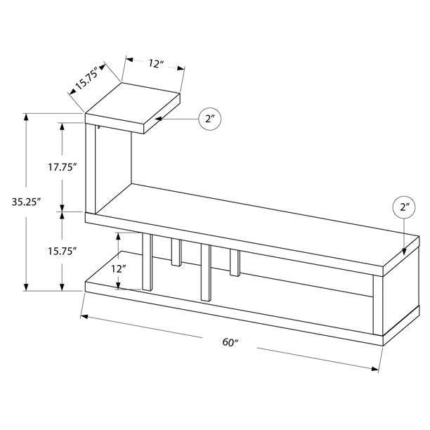 Hollow-Core TV Media Console Stand, For Flat-Panel TVs Up To 47" In White