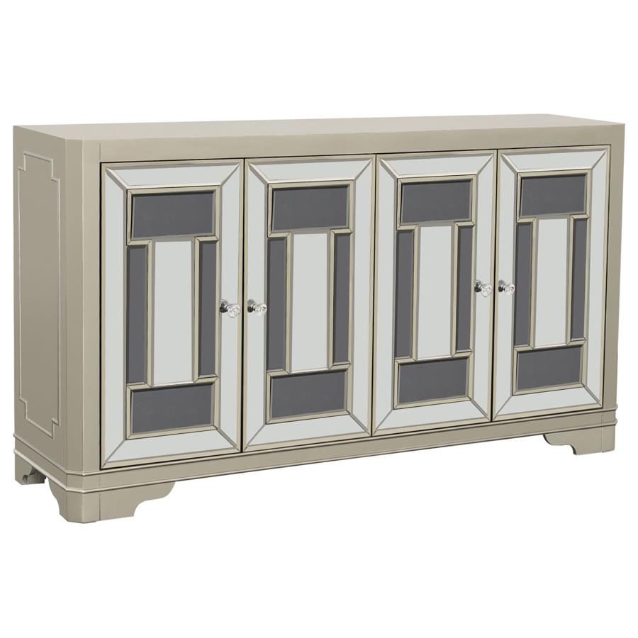 Toula 4-door Accent Cabinet in Smoke and Champagne