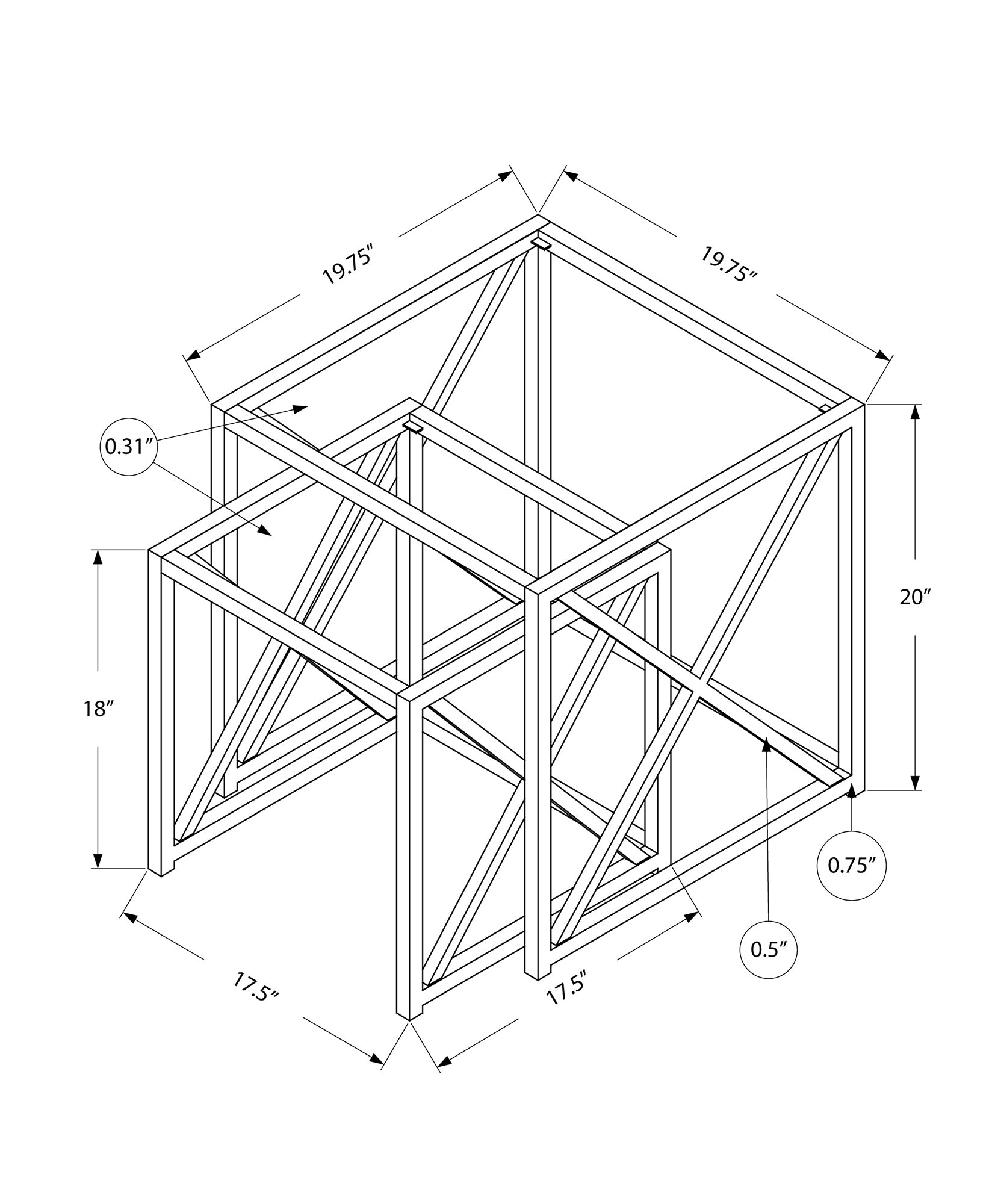 X Base 2 Pc Modern Nesting Table Set With Glass top In Chrome