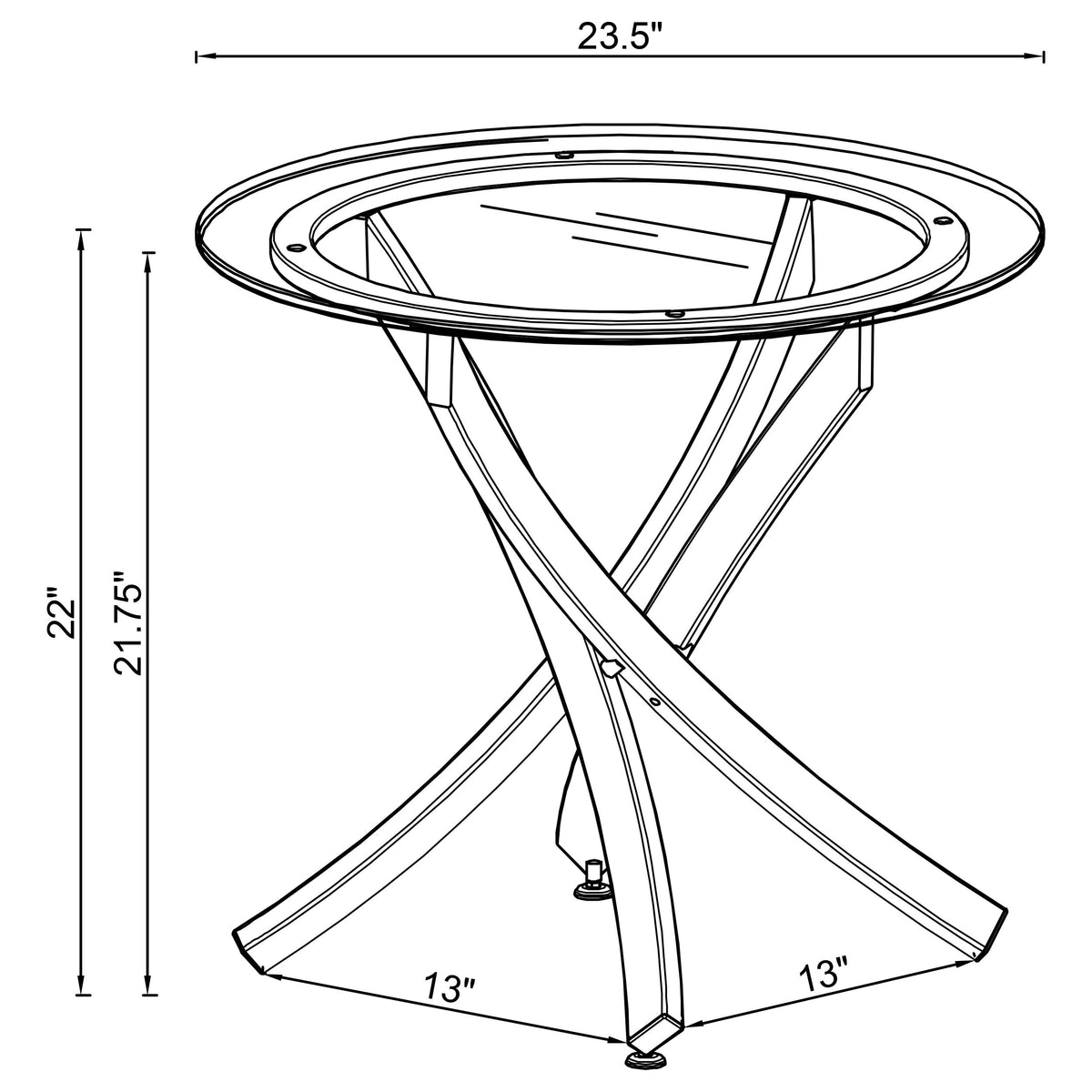 Brooke Round Glass Top Side End Table Metal Base Chrome