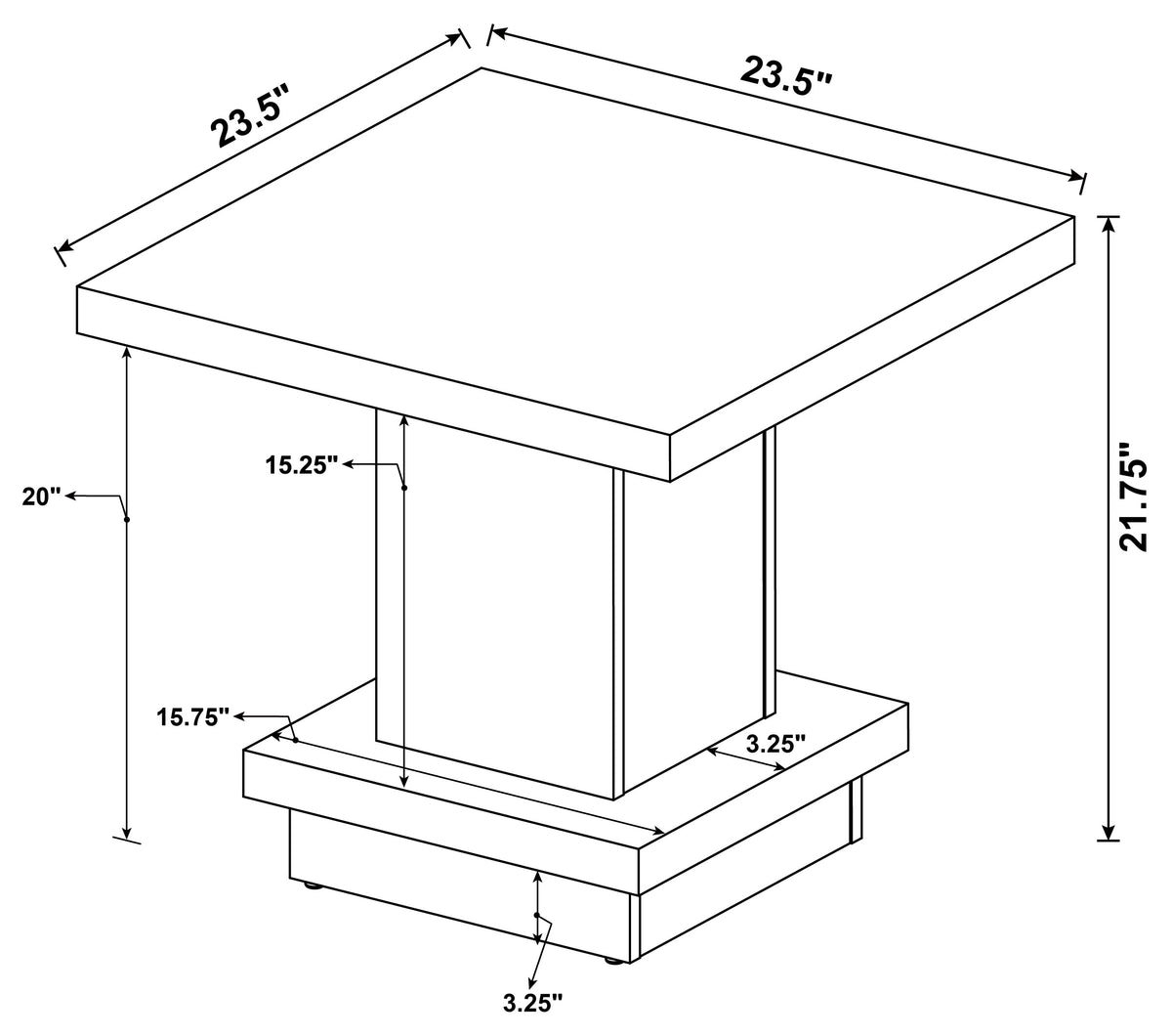 Reston Square Engineered Wood Side End Table Cappuccino