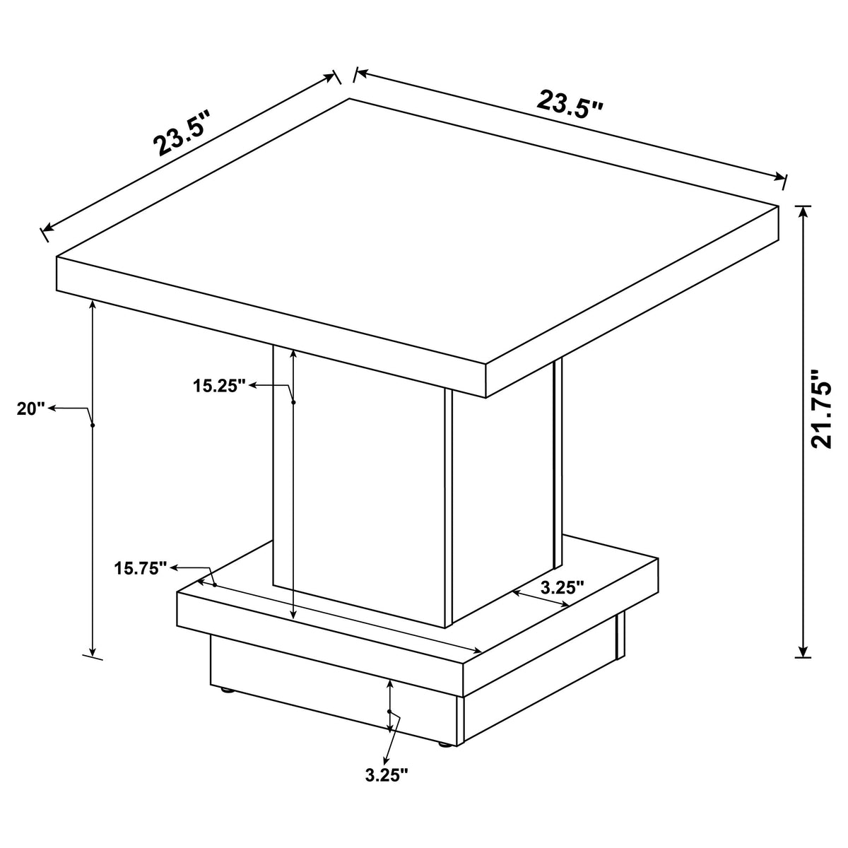 Reston 3-piece Square Coffee and End Table Set Cappuccino