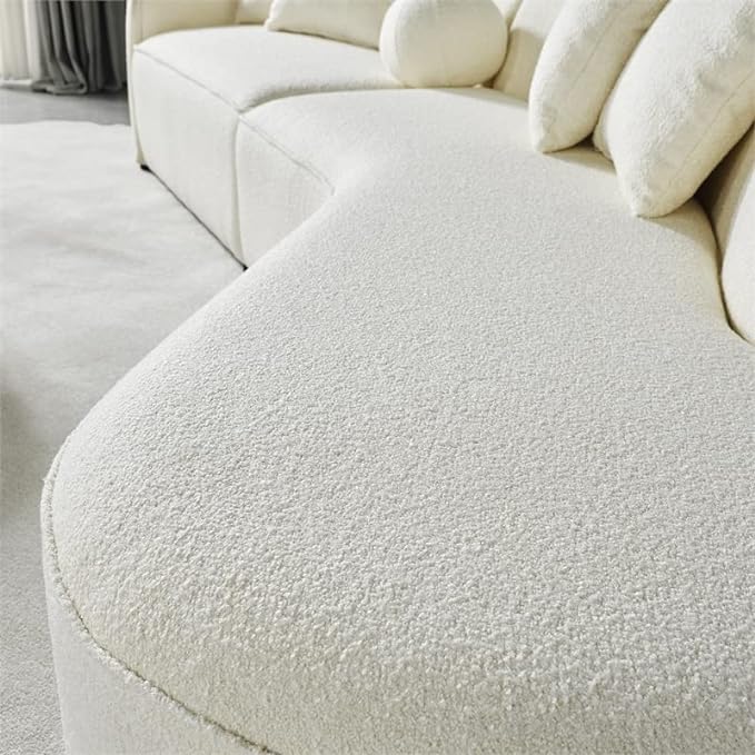 Noah Japandi Style Luxury Modern Boucle Fabric Curvy Couch in White