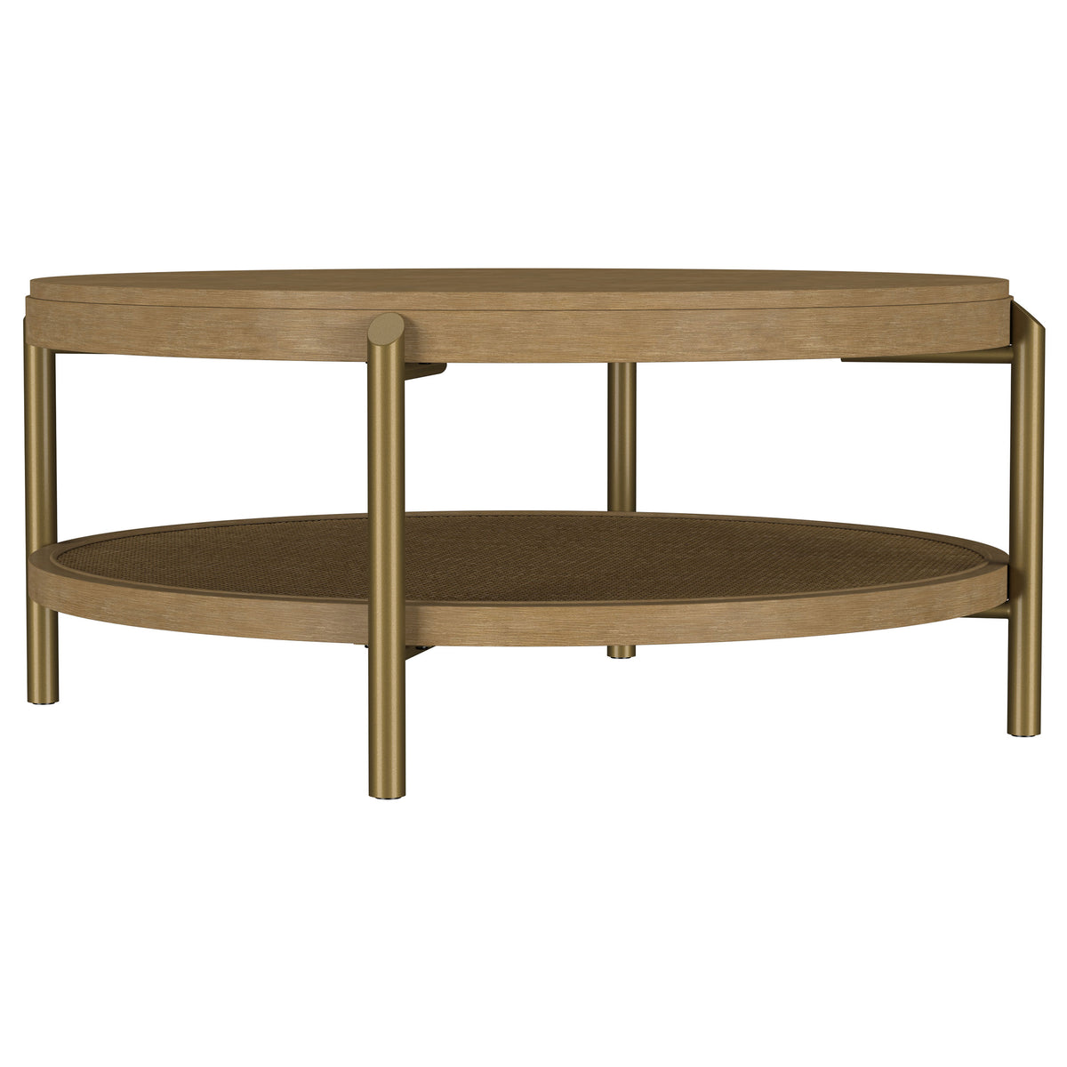 Arini Round Coffee Table with Storage Shelf Sand Wash