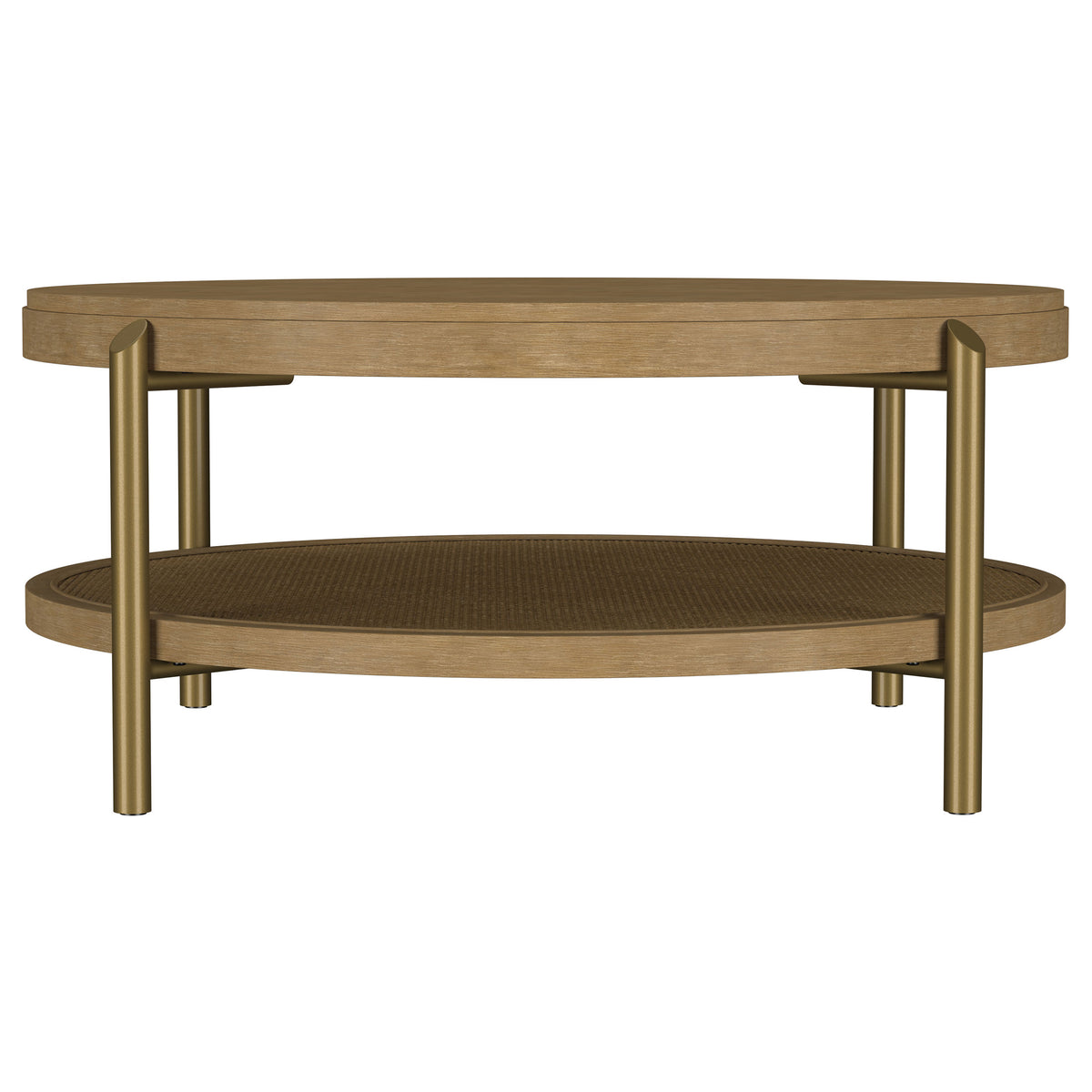 Arini Round Coffee Table with Storage Shelf Sand Wash