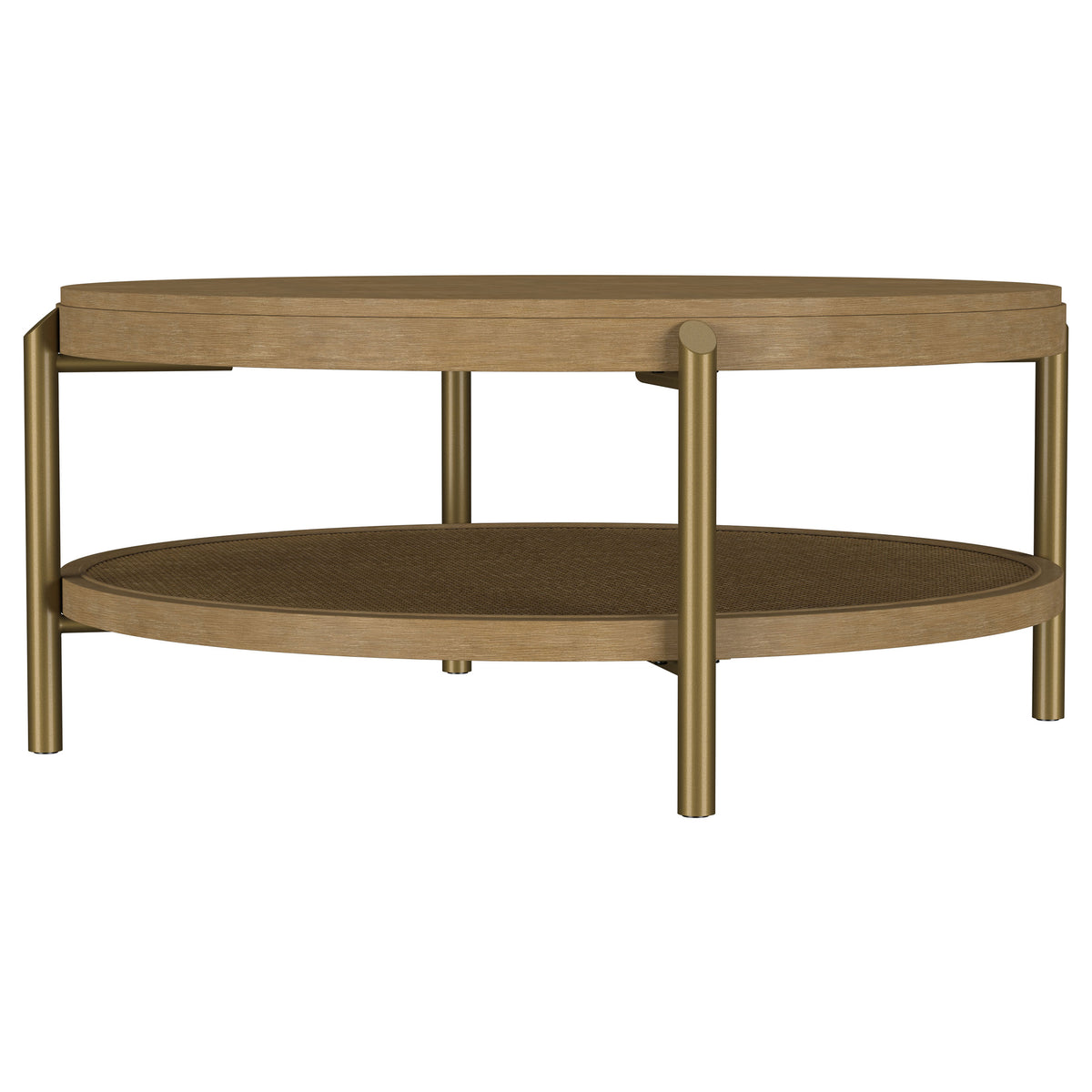 Arini Round Coffee Table with Storage Shelf Sand Wash