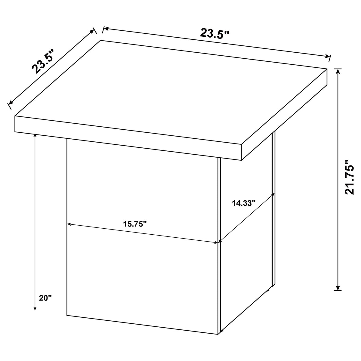 Devar 3-piece Square Cocktail Coffee End Table Set Black
