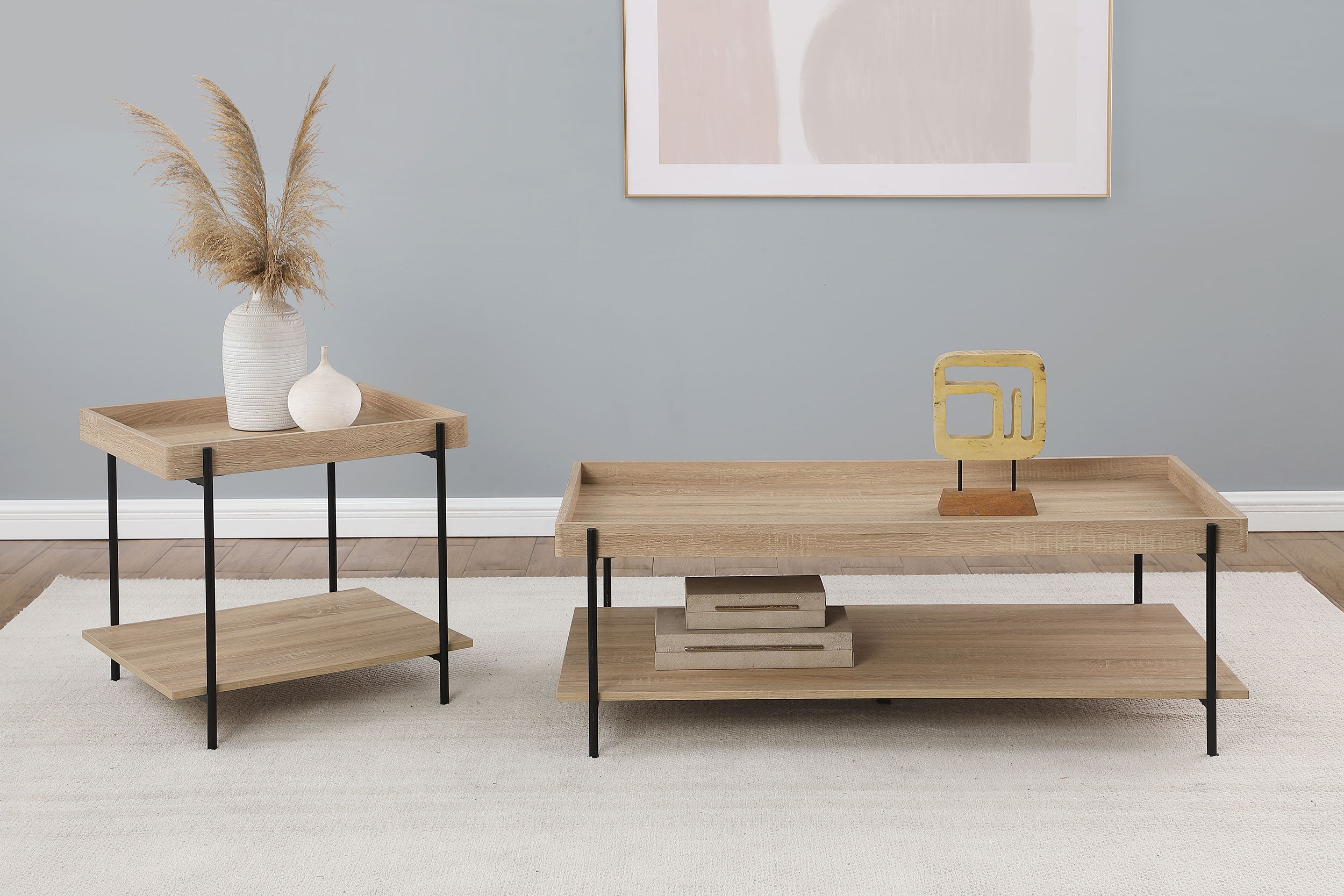 Fallon 2-piece Rectangular Coffee and End Table Set Natural