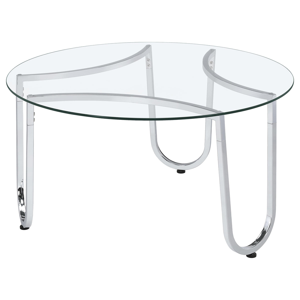 Beller Round Tempered Glass Top Cocktail Coffee Table Chrome