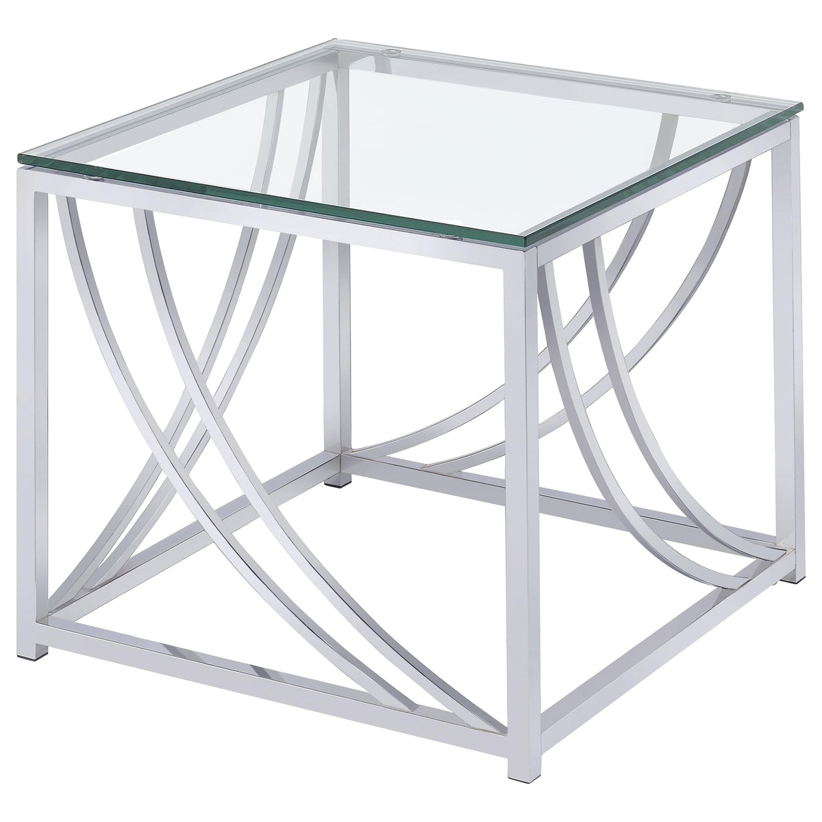 Lille 2-piece Glass Top Coffee and End Table Set Chrome