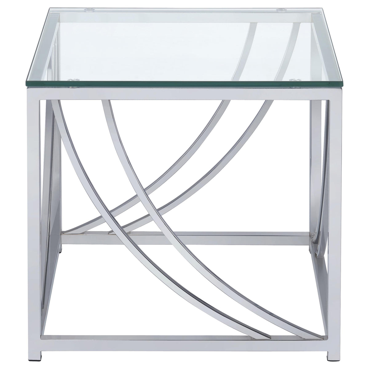 Lille 2-piece Glass Top Coffee and End Table Set Chrome