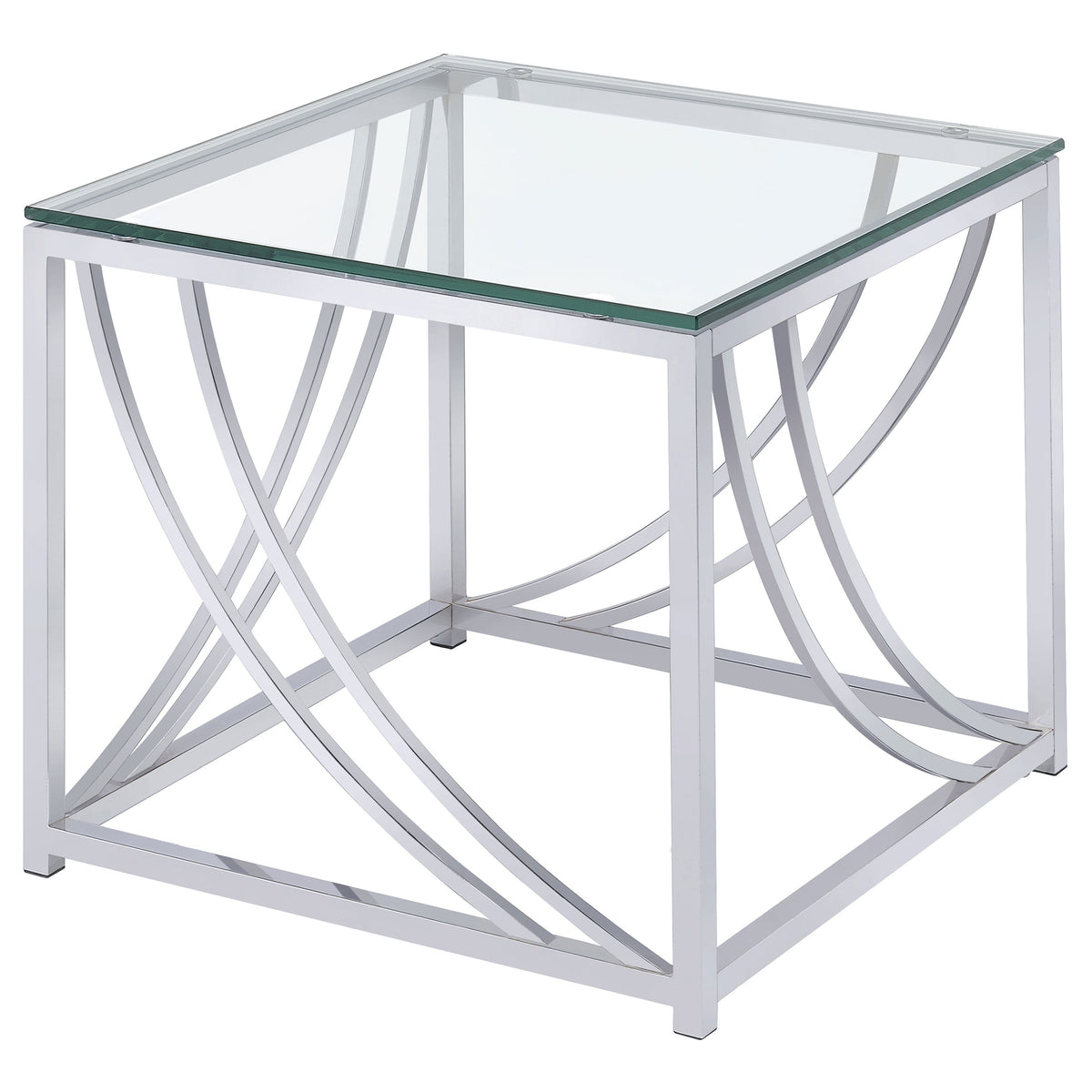Lille 3-piece Glass Top Coffee and End Table Set Chrome