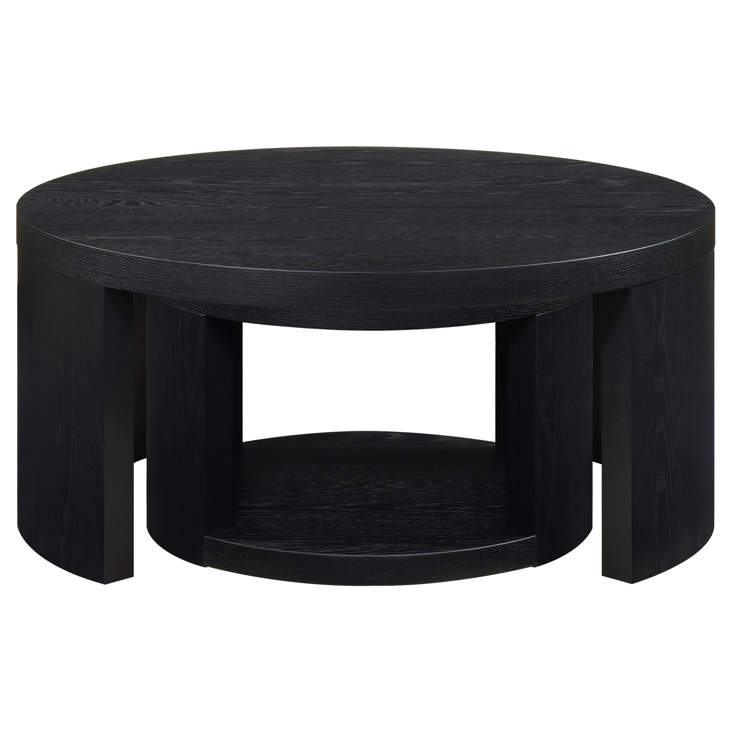 Sweeney 2-piece Round Wood Occasional Nesting Table Set Black