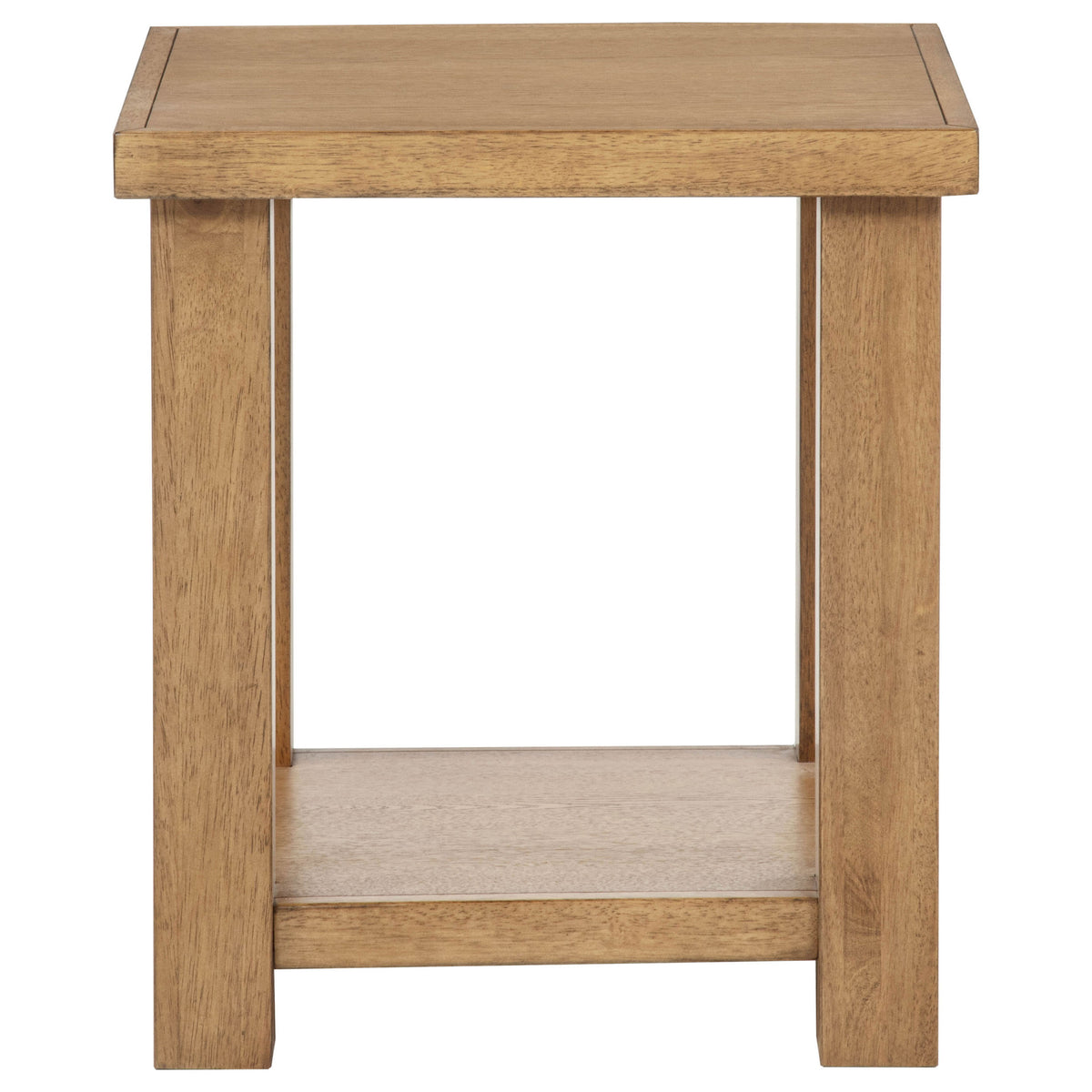 Beasley Square Wood End Side Table with Shelf Golden Oak