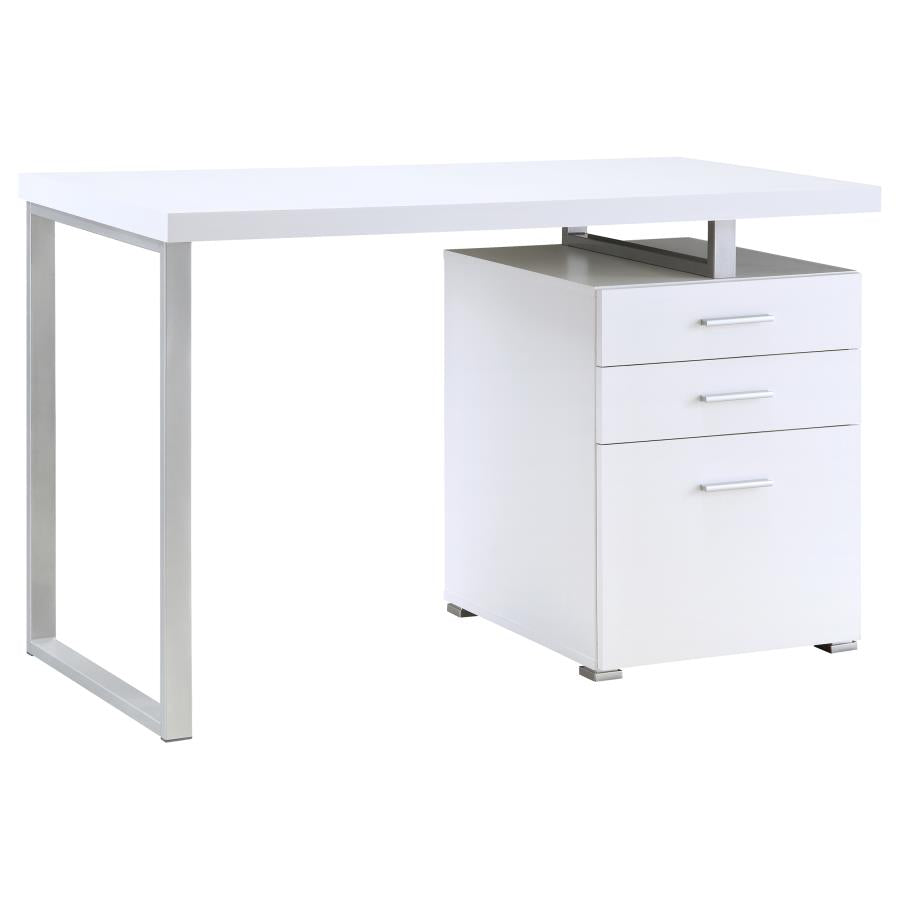 Brennan Office Desk with Drawers File Cabinet - White