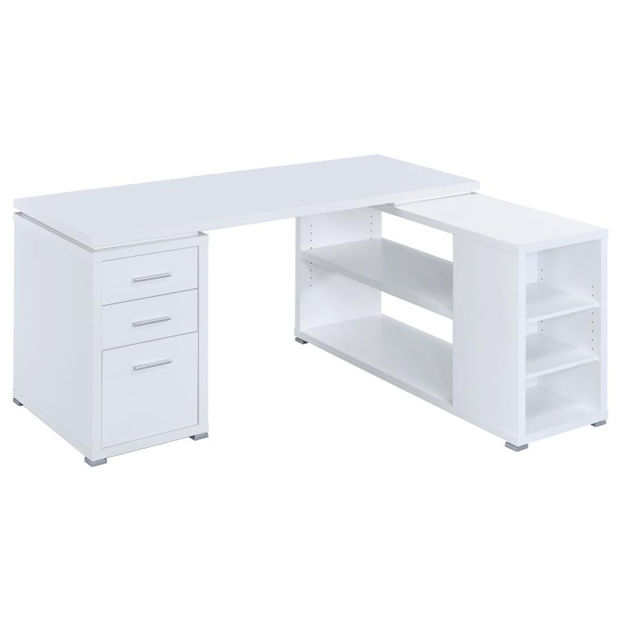 Yvette L-Shaped Reversible Hollow-Core Left or Right Facing Corner Desk White