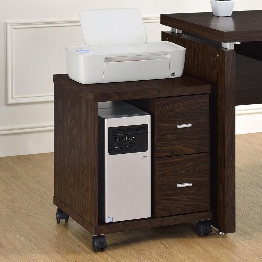 Russell 2-drawer CPU Stand Black Oak Medium Oak