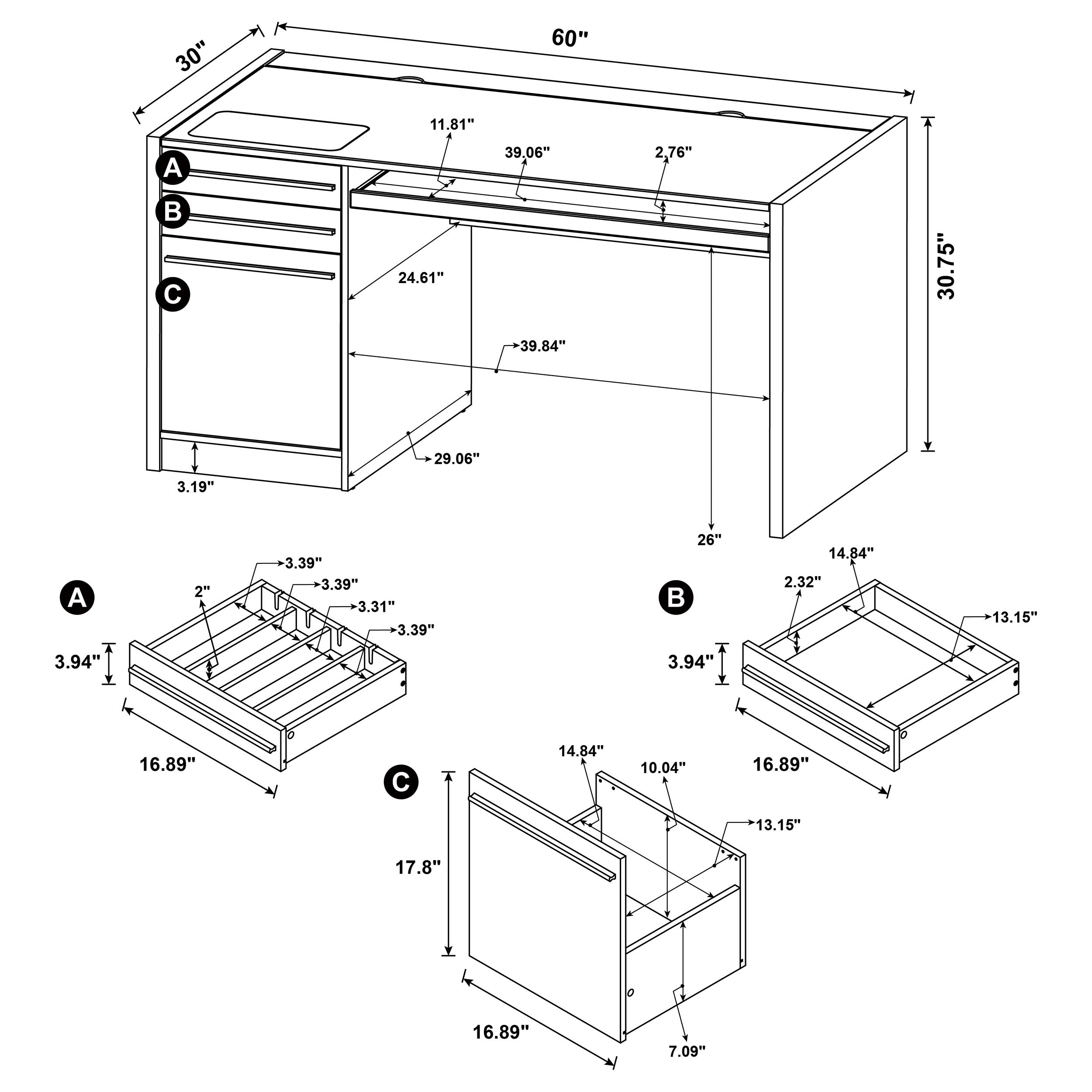 Halston 60-Inch Computer Desk