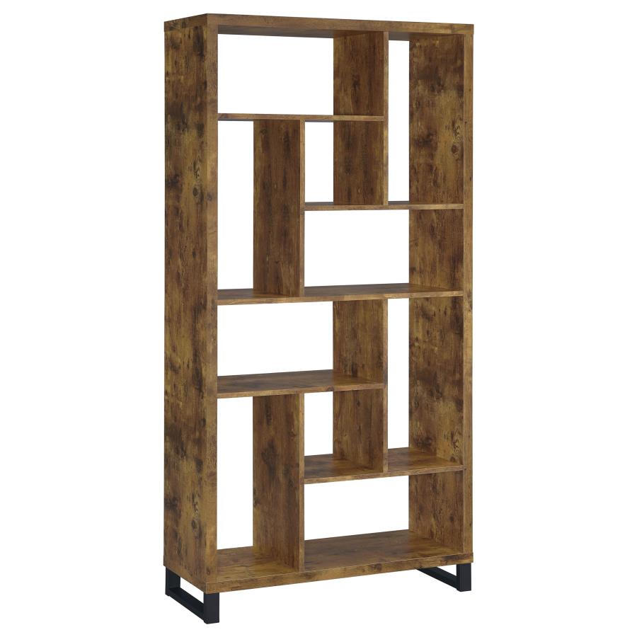 Delwin 10-shelf Bookcase in Antique Nutmeg