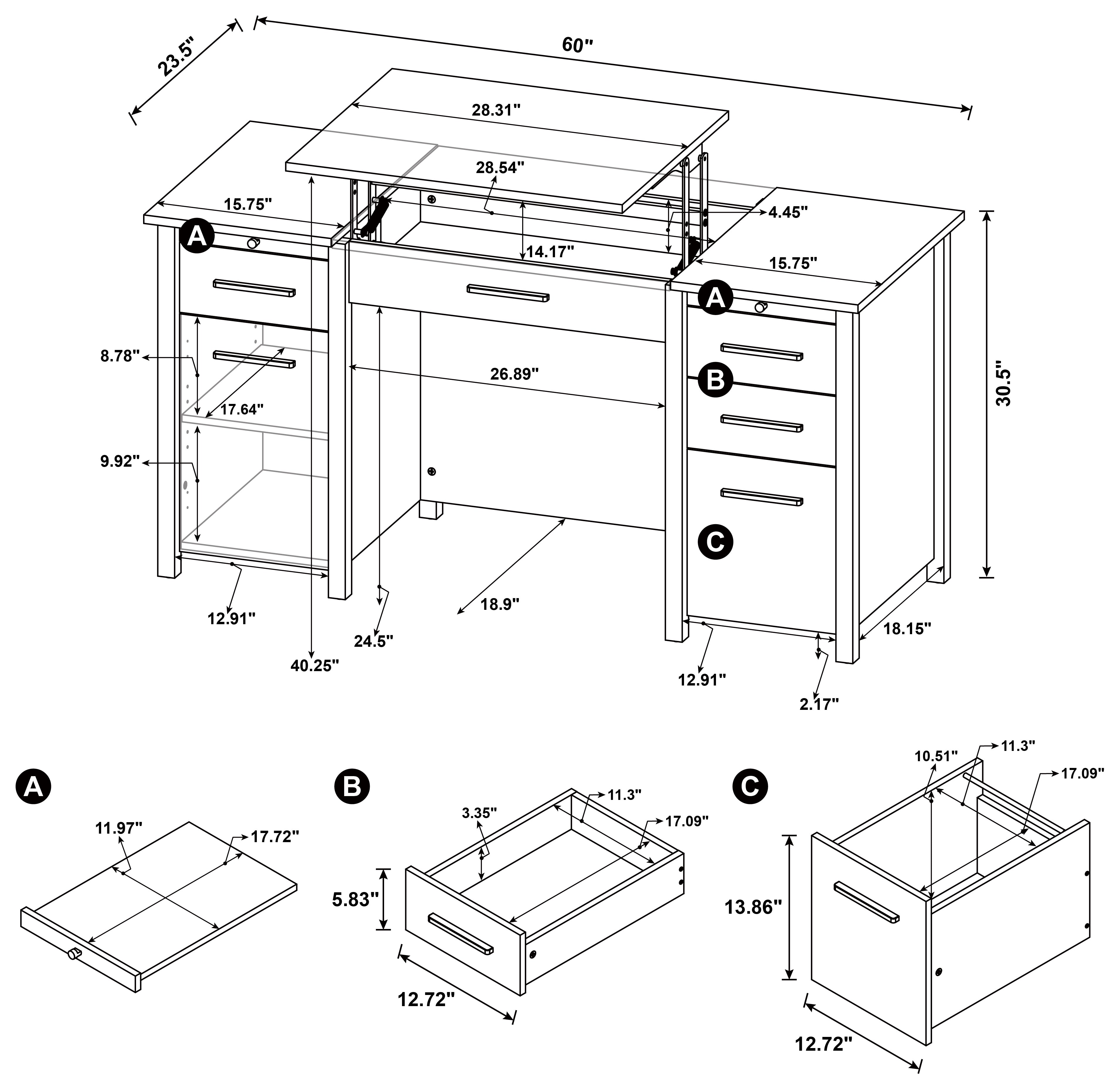 Dylan Lift Top Computer Desk