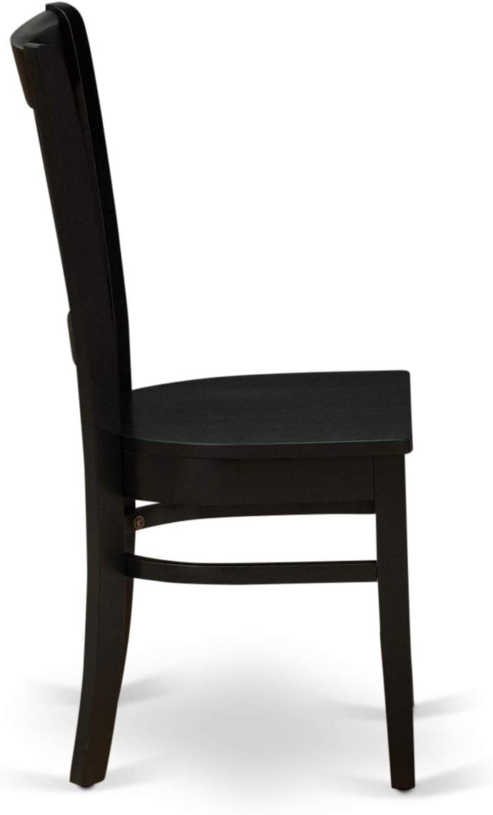 DLVA3-BLK-W 3 PC Black Round Dining 42" Dropleaf Table & 2 Wooden Seat Chairs