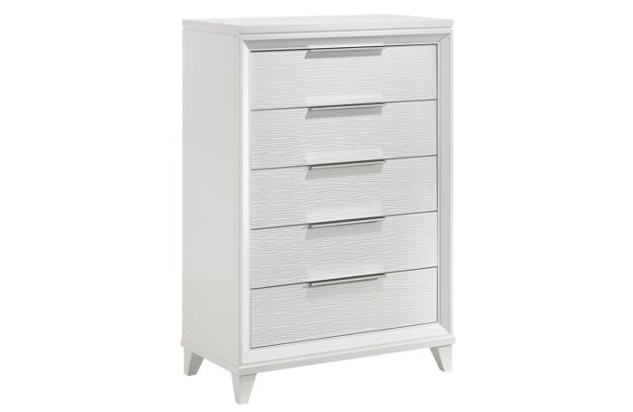 Cressida 5 Pc Modern White LED Upholstered Panel Queen Bedroom Set