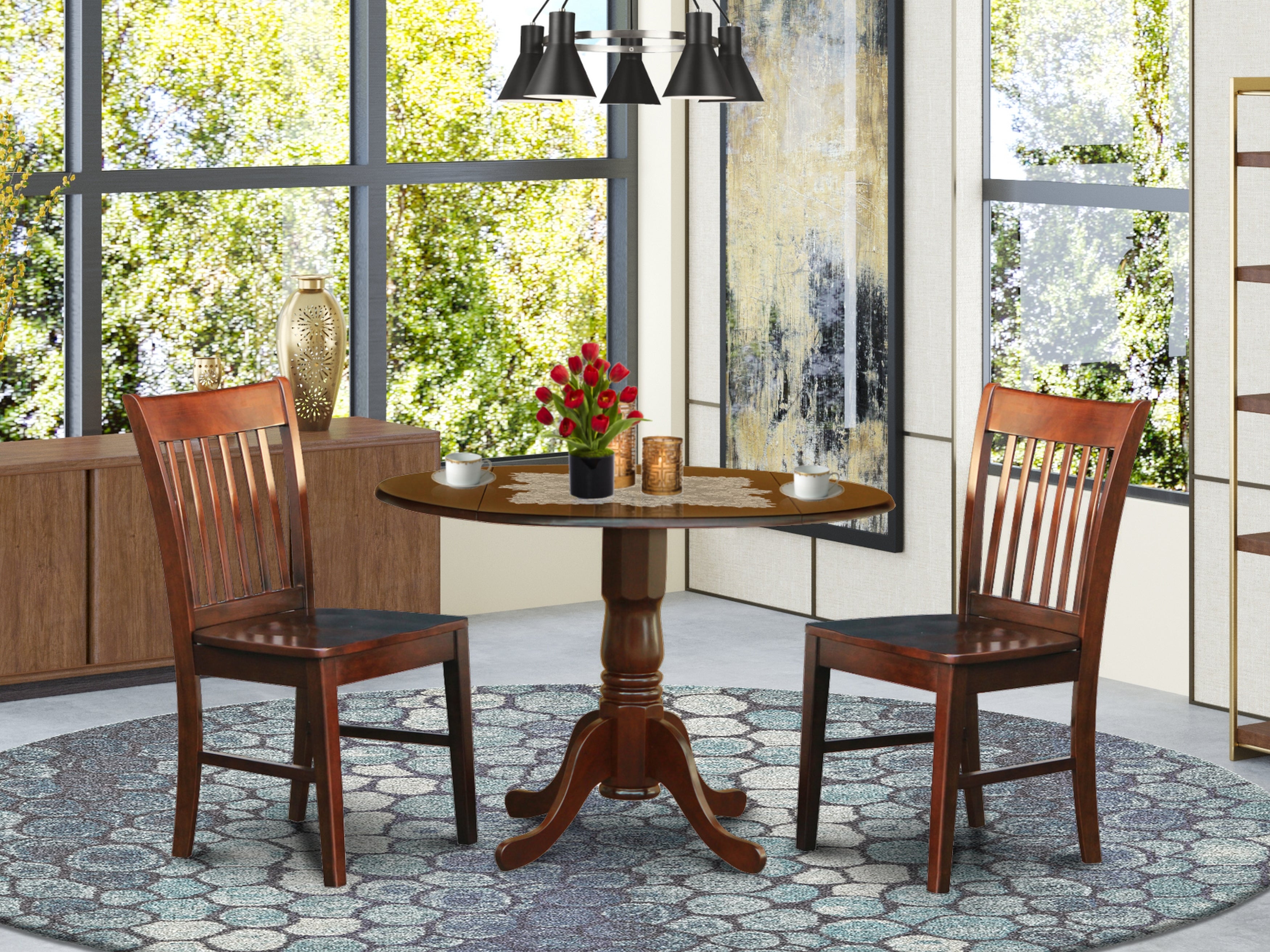 DLNO3-MAH-W 3 PC Kitchen nook Dining set-Kitchen Dining nook and 2 Kitchen Chairs