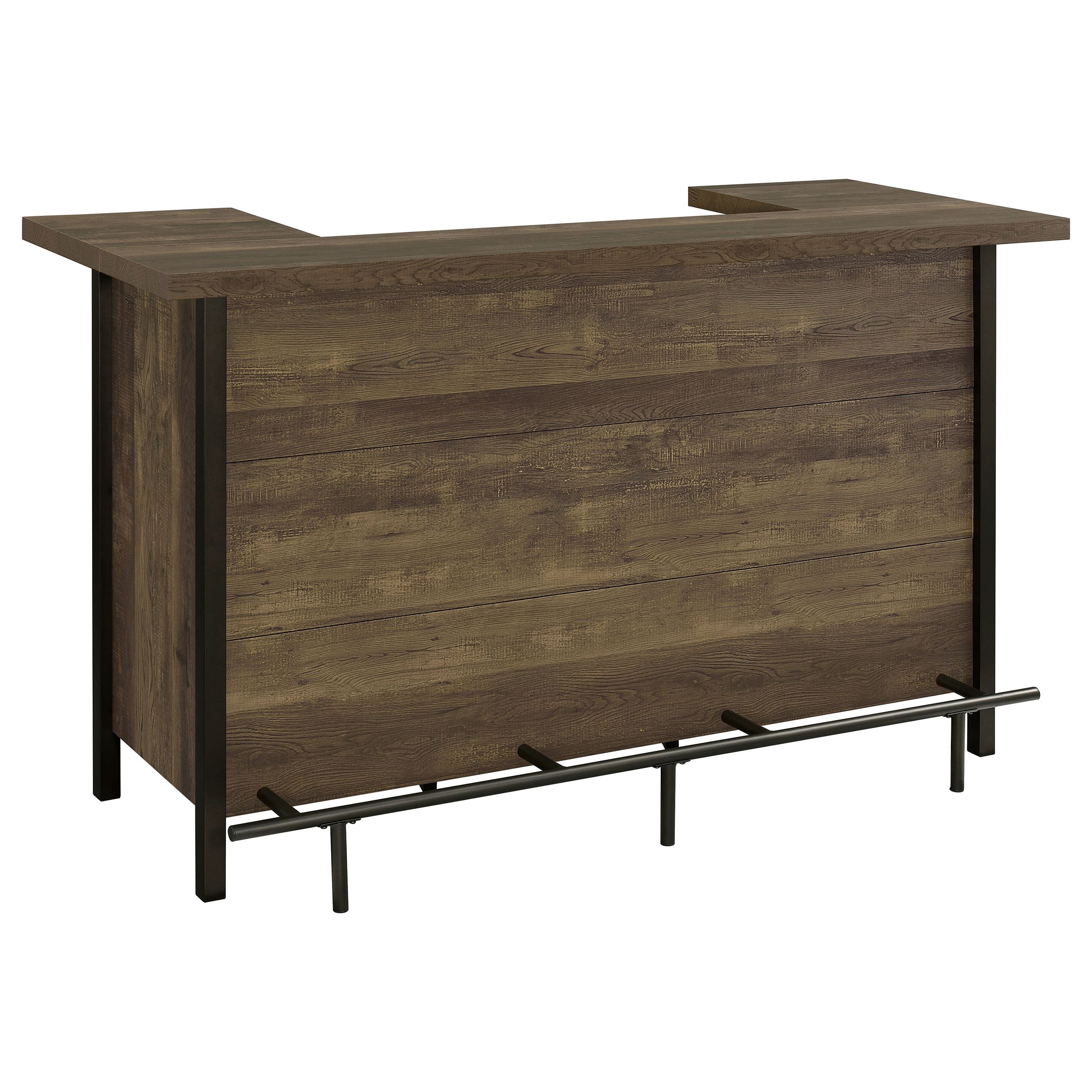 Industrial Style Rectangular Storage Home Bar Unit In Rustic Oak