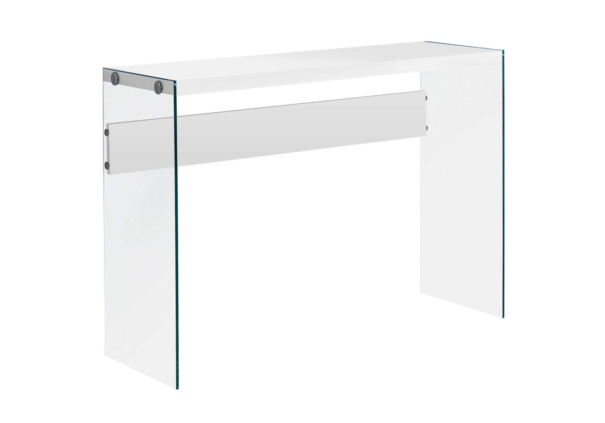 44" L Tempered Glass Accent Sofa Entryway Console Table in Glossy White